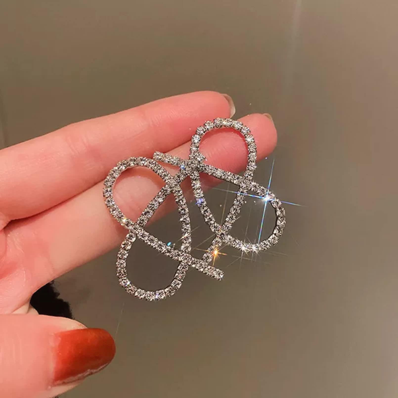 ZJJZHZD Women's Diamond Hoop Earrings - Silver Plated Geometric Zircon Earrings for Women & Girls | S925 Sterling Silver Needle | Perfect Birthday Party Gift & Friendship Jewelry for Best Friends | Elegant for Weddings, Date Nights & Special Occasions