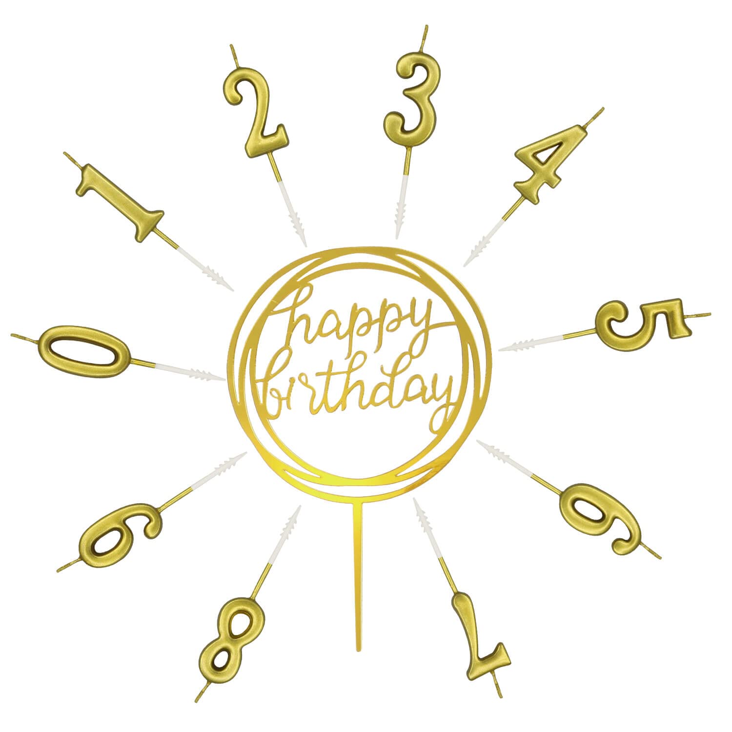 10-Piece Number Birthday Candles Set (0-9) - Gold Glitter Cake Toppers for Birthday Parties, Weddings & Special Celebrations - Perfect for Cakes, Cupcakes & Dessert Decorations