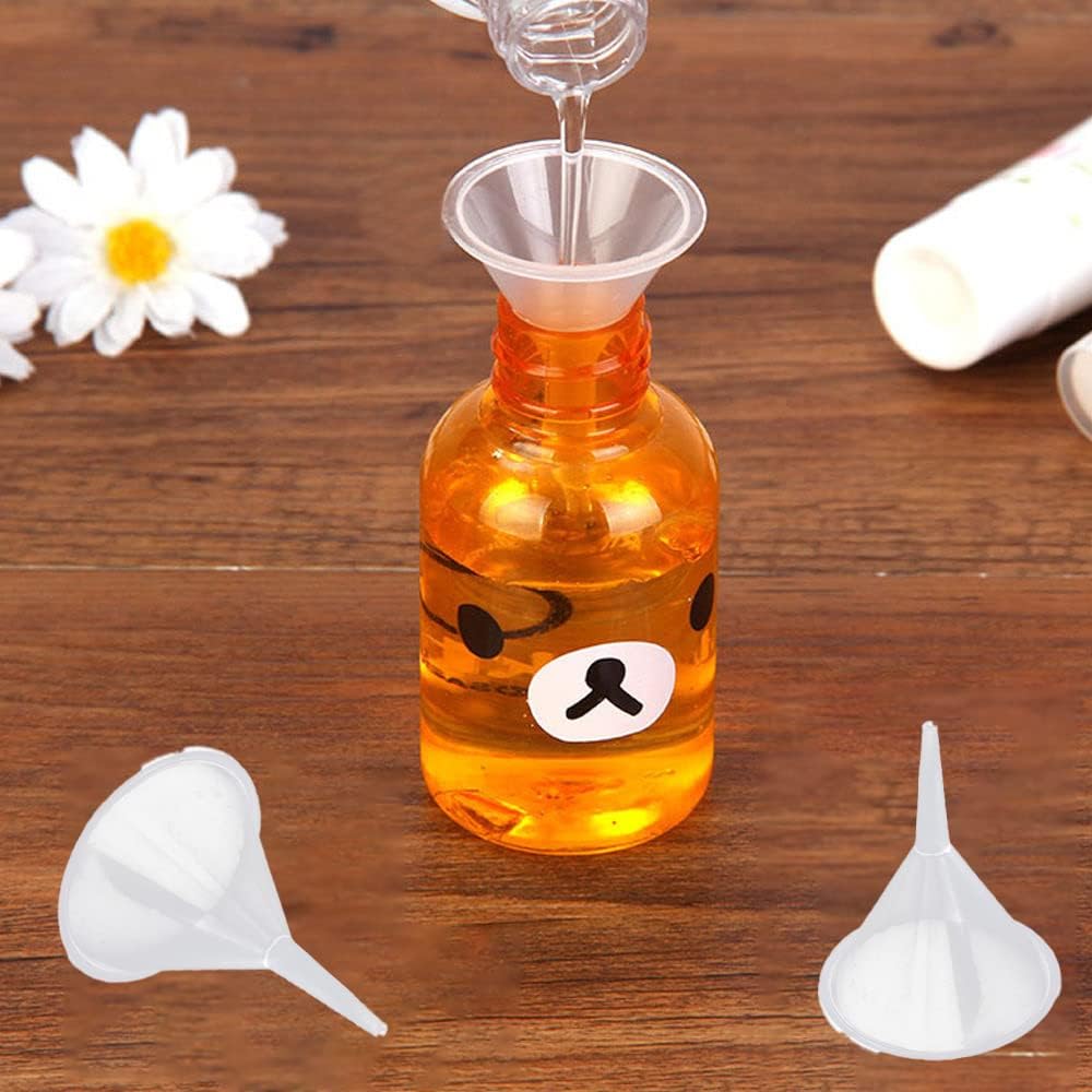 10-Pack Mini Clear Plastic Funnels - Narrow Neck Small Funnel Set for Perfume, Oils, Powders & Capsules | Kitchen, Lab & DIY Essential | Perfect for Bottle Filling, Essential Oils Transfer & Craft Projects