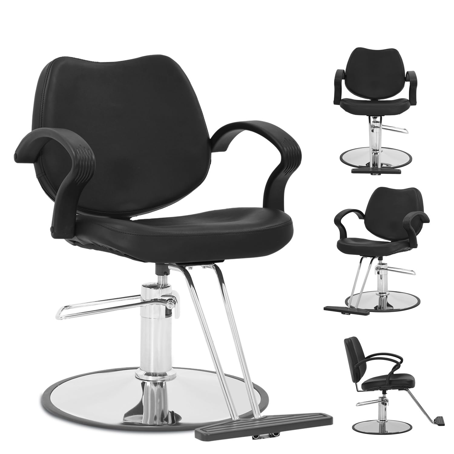 **Professional Hydraulic Barber Chair - Heavy Duty 360° Swivel Hair Salon Styling Chair with Ergonomic Design for Hair Cutting, Shampoo & Spa - Black Beauty Equipment for Men & Women Stylists | Perfect for Salons, Barbershops & Home Use**