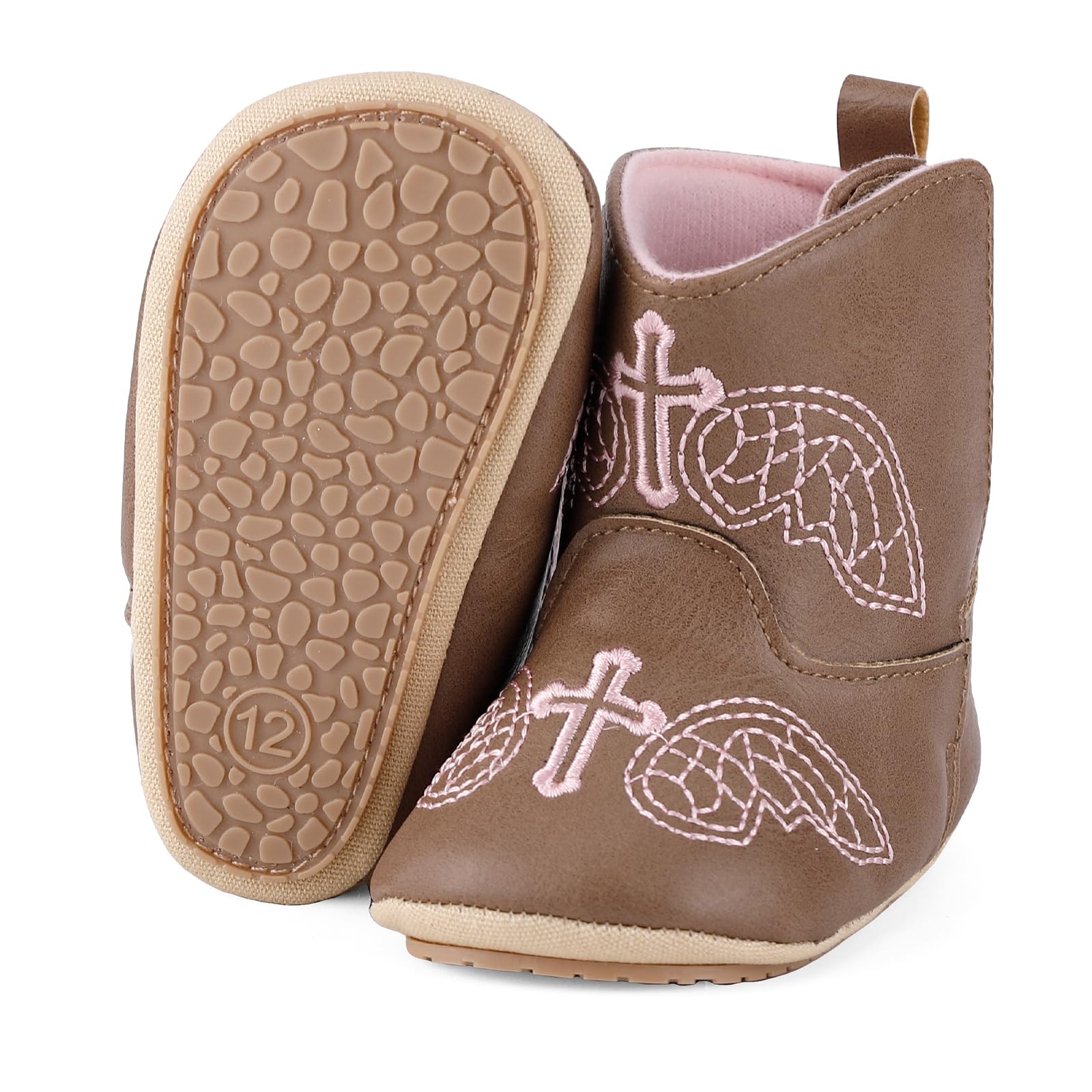 ESTAMICO Baby Girls Western Boots with Embroidery - Cute & Comfortable Cowgirl Boots for Toddlers - Perfect for Parties, Photos & Everyday Play