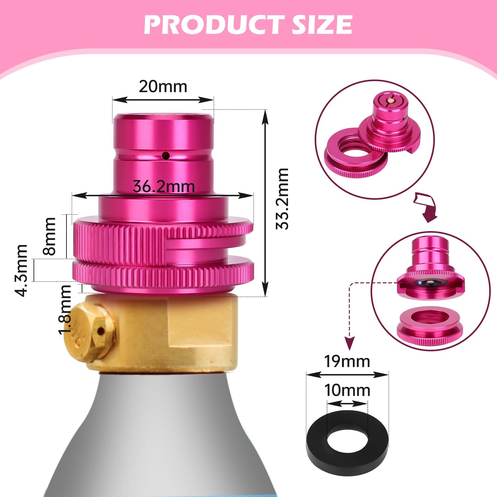 HK Quick CO2 Adapter for Soda Water Bubbler - Compatible with Terra/Art/DUO Sparkling Water Makers - TR21-4 Male Thread Valve for Refilling Original Blue CO2 Cylinders | Perfect for Home Carbonation & DIY Sparkling Water Drinks