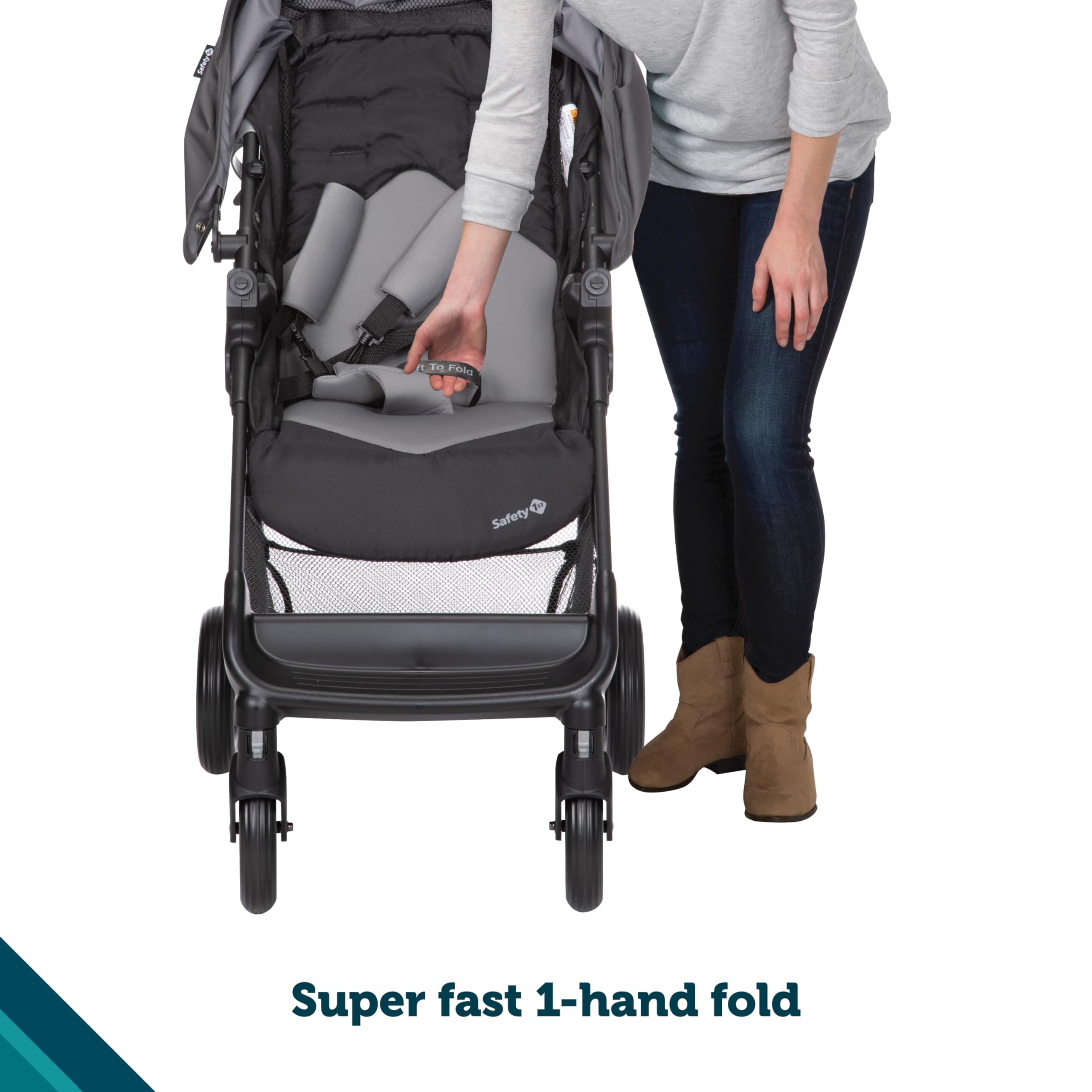 Safety 1st Smooth Ride Travel System - OnBoard™ FLX Infant Car Seat & Stroller Combo in Monument | Lightweight, Easy-Fold Design for Newborns | Perfect for Travel, Shopping & Daily Walks