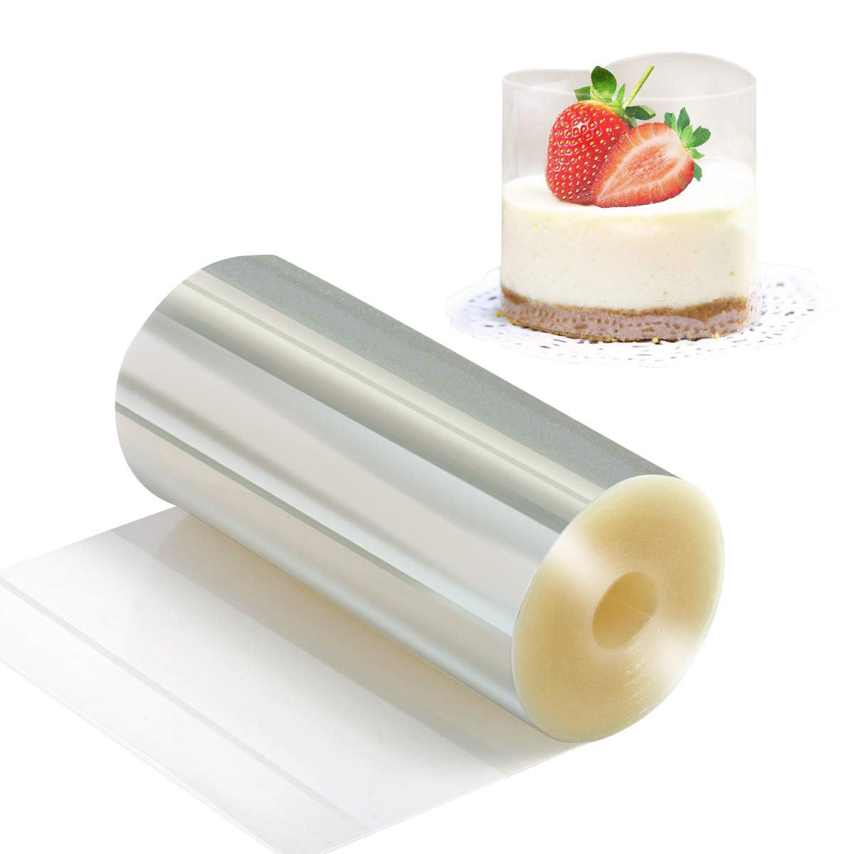 Picowe 4 x 394 Inch Clear Acetate Cake Collars - Transparent Mousse Cake Strips for Chocolate Baking, Cake Decorating - Perfect for Professional Bakeries, Home Baking & Dessert Presentation