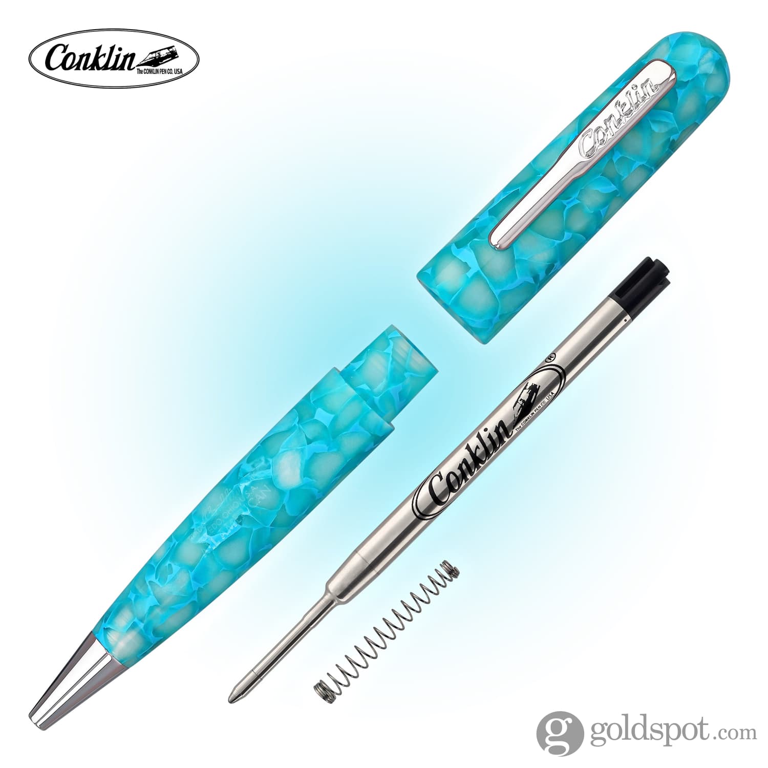 Conklin All American Ballpoint Pen - Premium Turquoise Serenity Writing Instrument for Office, School & Gift Giving | Smooth Writing Experience for Professionals & Students