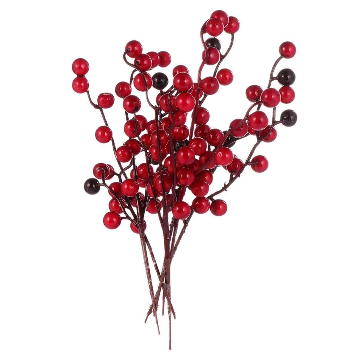 EXCEART 6pcs Artificial Red Berries Christmas Decor - Fake Pine Branches with Berry Twigs for DIY Xmas Crafts, Holiday Wreaths, Table Centerpieces & Festive Home Decoration