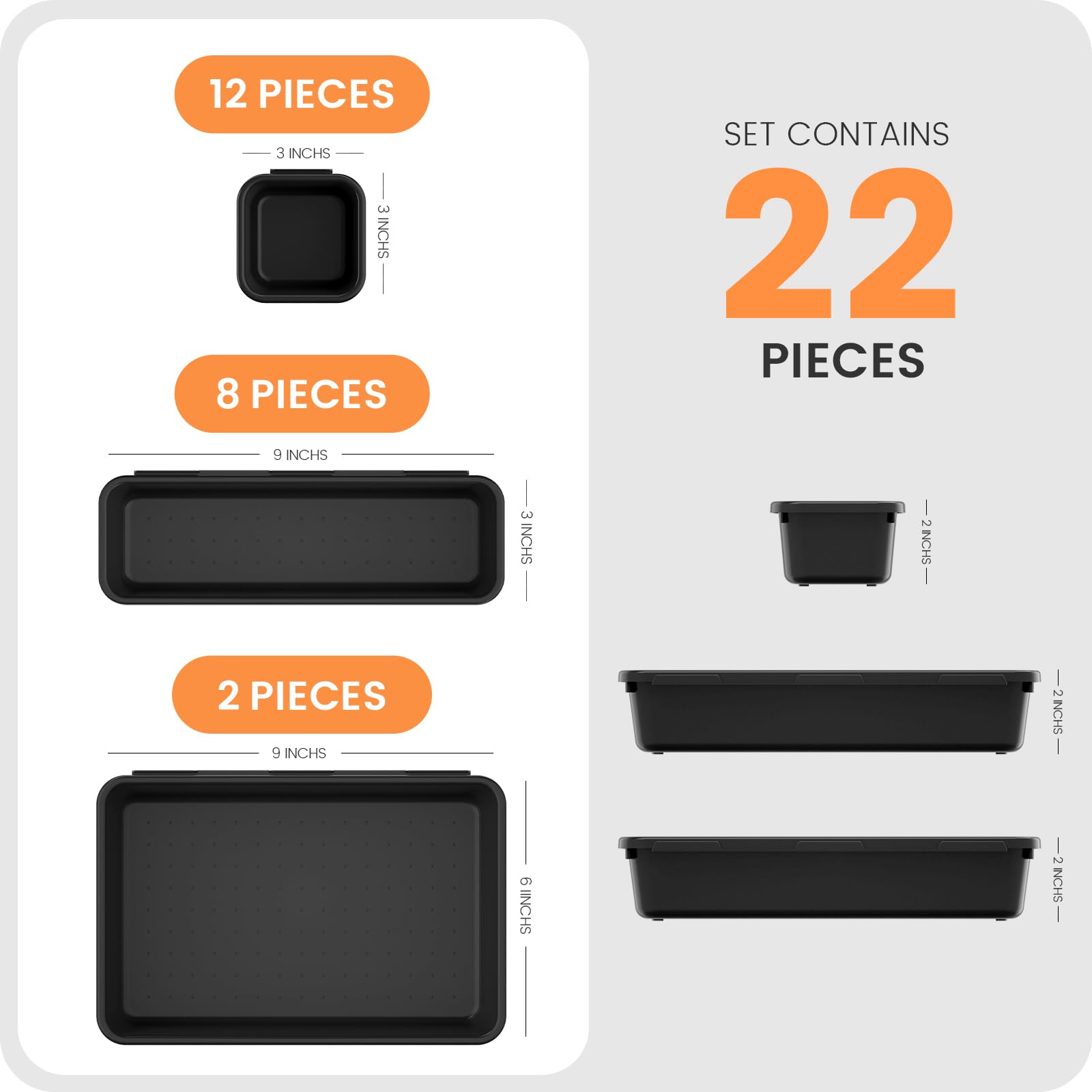 A-LuGei Plastic Black Desk Drawer Organizer - Bathroom Storage Bin & Makeup Organizer for Vanity, Office, Pantry - Perfect for Cosmetics, Utensils & Tools Organization (Home & Office Use)