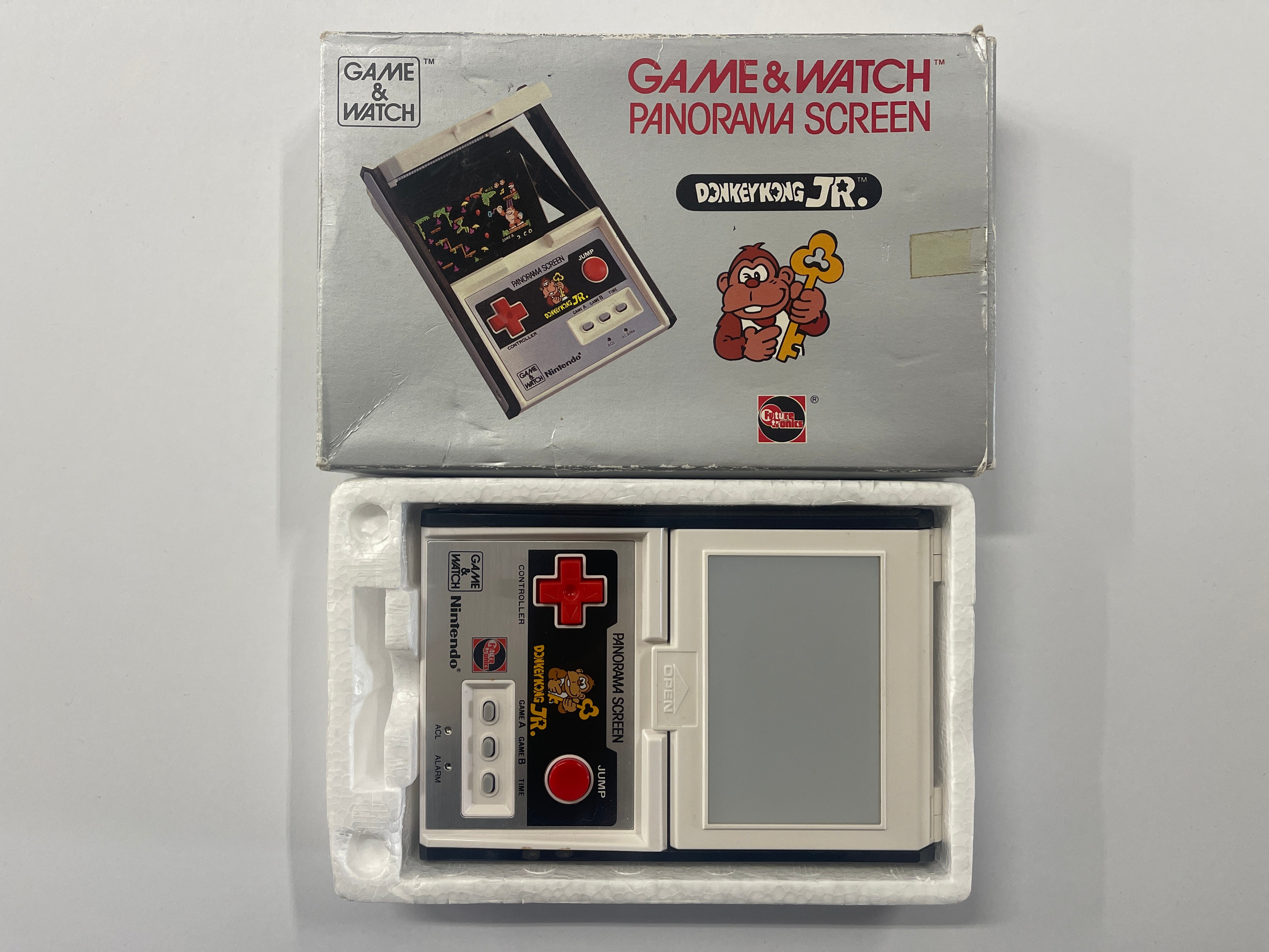 Original Donkey Kong Jr Panorama Screen Game & Watch Retro Gaming Console - Classic Nintendo Collectible with Original Box - Perfect for Vintage Gaming Enthusiasts & Display Collections