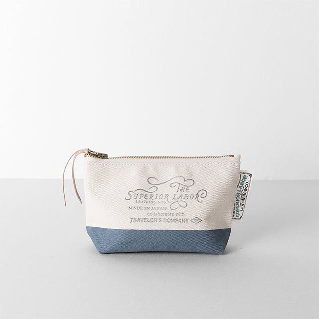 Premium TRAVELER'S COMPANY x The Superior Labor Engineer Pouch - Compact Blue Gray Organizer for Travel, Office & Daily Essentials | Perfect for Tech Gadgets, Stationery & Small Accessories