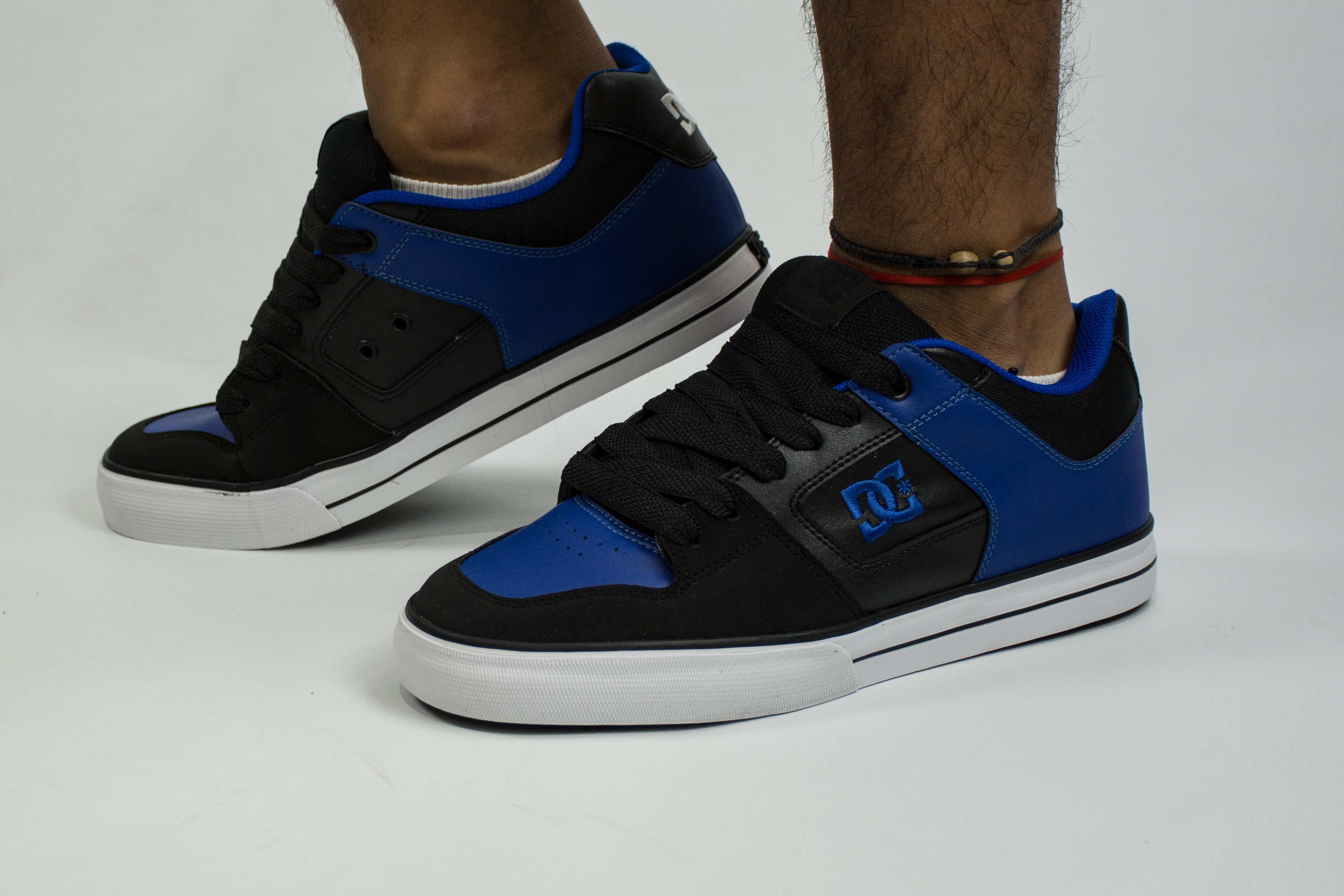 DC Pure BR4 Skate Shoes for Men - Black & Blue High-Performance Sneakers for Skateboarding, Streetwear & Casual Wear
