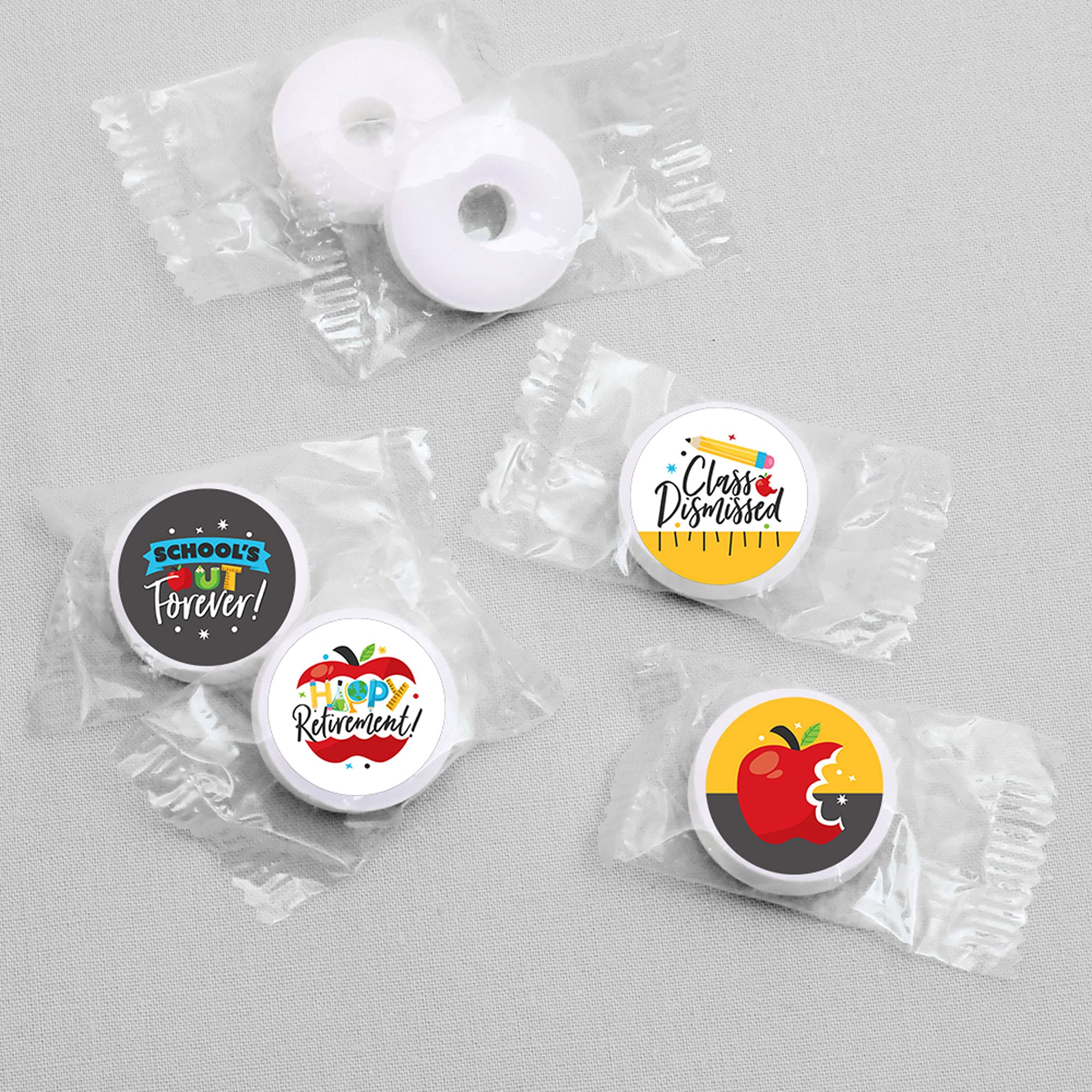 Happy Retirement Party Round Candy Stickers - 108 Count Sheet for Chocolate Candy Favors - Perfect for Teacher Retirement Celebrations, Office Farewells & School Events