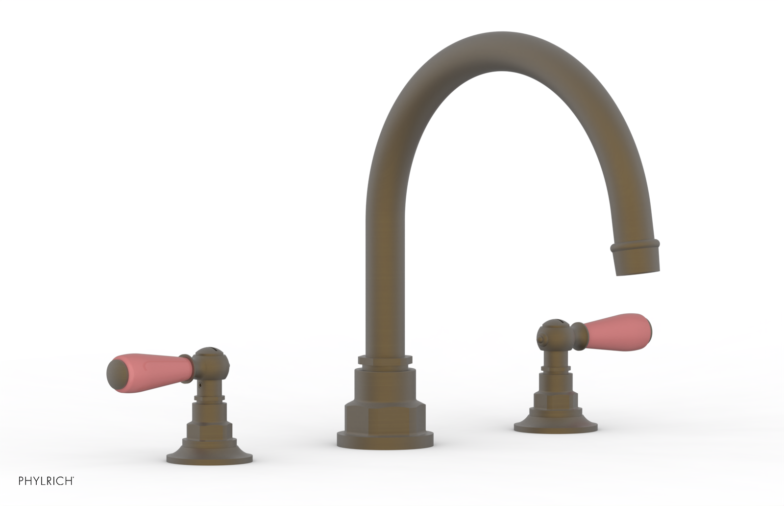 Jamestown Deck Tub Set with Lever Handles & Pink Accents - 165