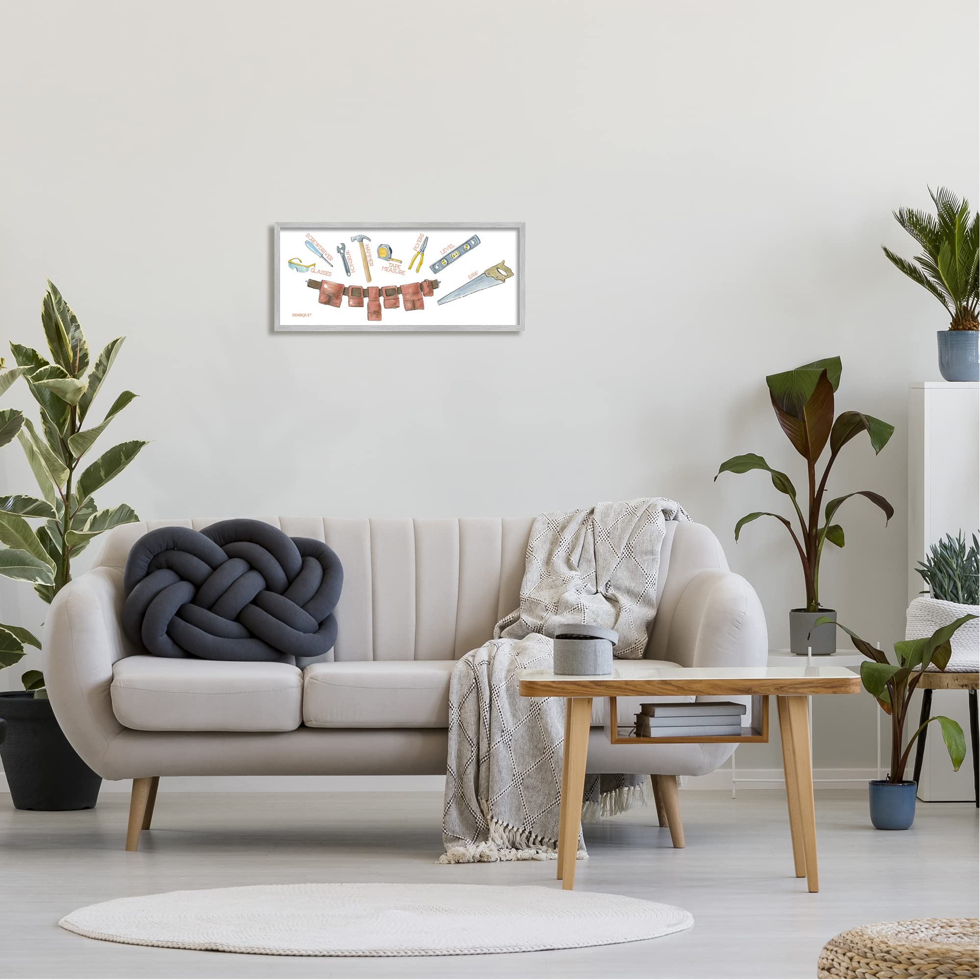 Stupell Industries Construction Tools Educational Diagram Wall Art - Dishique Design - Blueprint Style Home & Office Decor for Engineers, Builders & DIY Enthusiasts