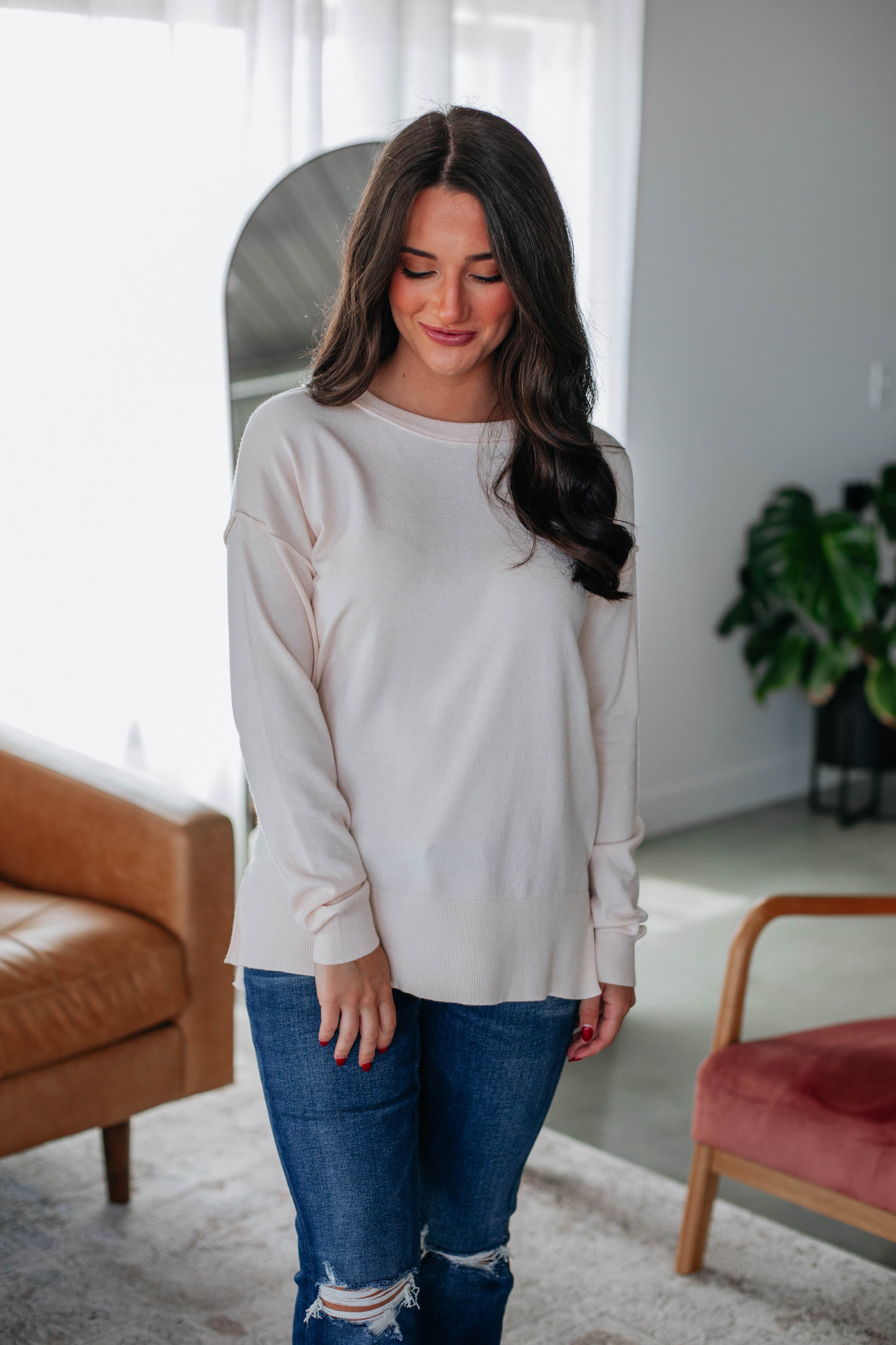 Kiersten Sweater Cream - Soft & Cozy Women's Knit Pullover for Fall & Winter | Perfect for Casual Outfits, Office Wear & Weekend Relaxation