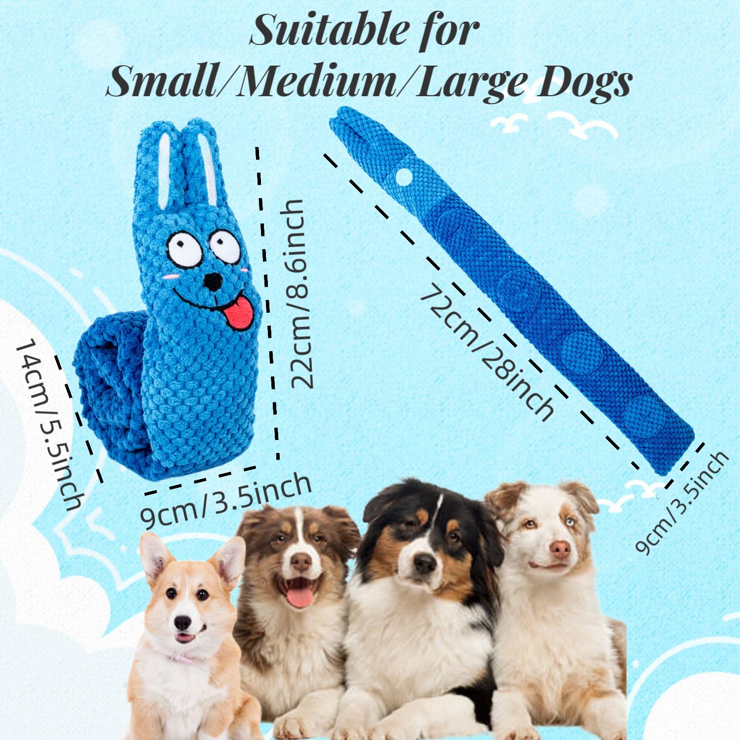 Interactive Squeaky Dog Puzzle Toys - Plush Snuffle Mat for IQ & Foraging Instinct Training - Puppy Enrichment Toys for Small, Medium & Large Dogs (Blue Rabbit) - Perfect for Boredom Relief & Mental Stimulation at Home or Travel