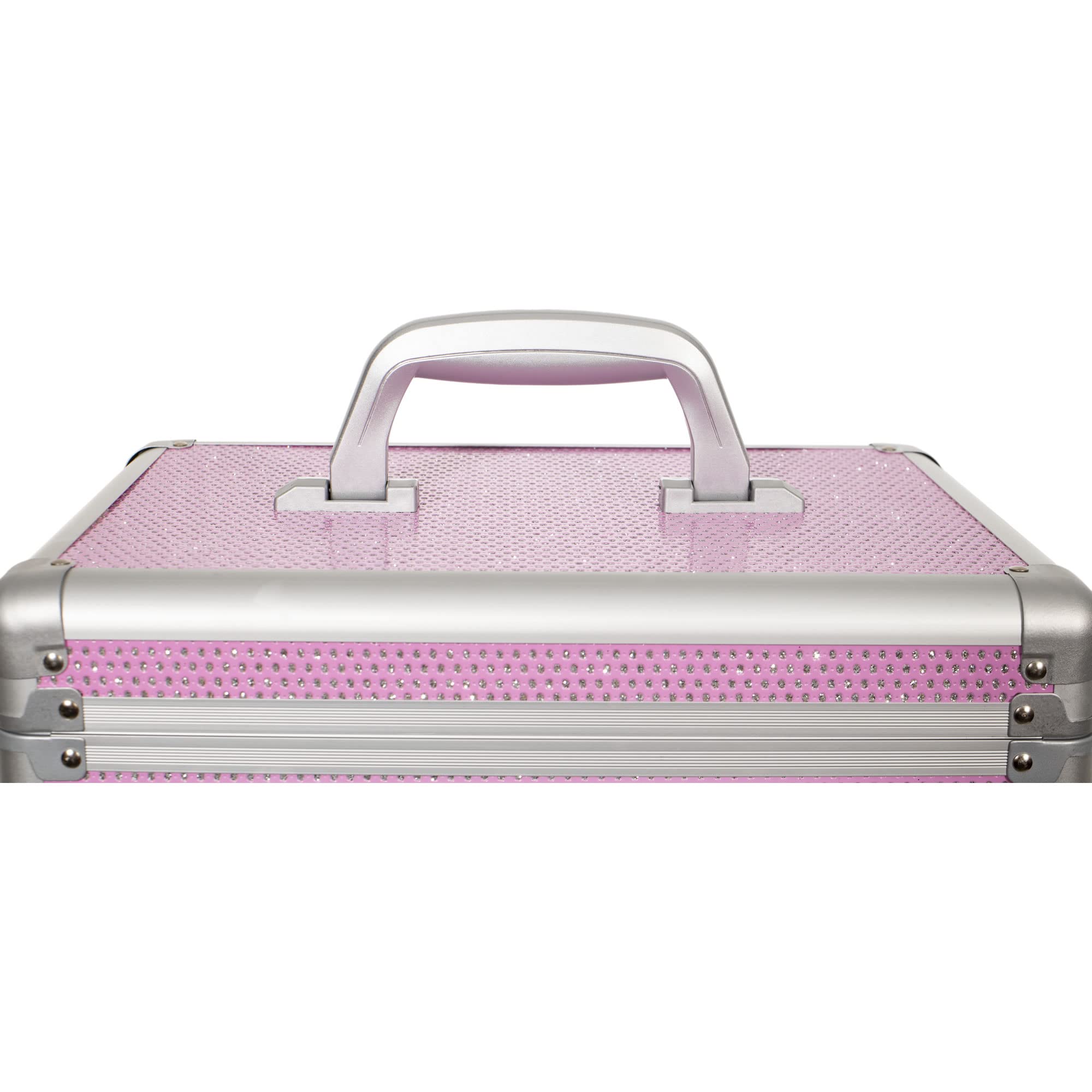 9-in-1 Professional Interchangeable Rolling Makeup Train Case with Organizer Trays & Extra Lid - Perfect for Salon, Travel & Home Cosmetic Storage