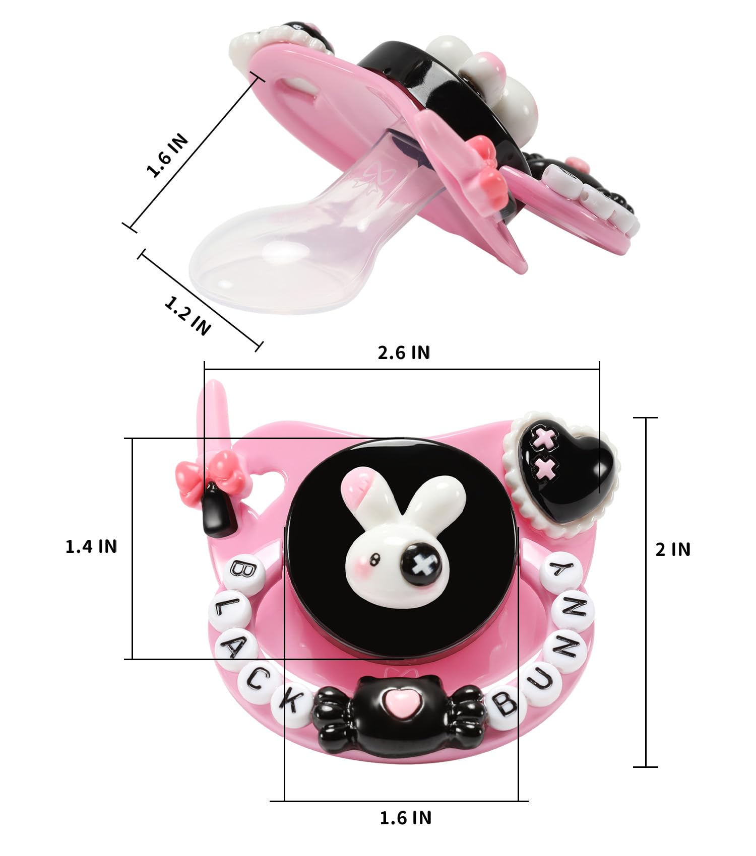 CutiePlusU Adult Pacifier for DIY Handmade - Black Bunny Design | Comforting Sensory Tool for Anxiety Relief, Stress Management & Sleep Aid | Perfect for Cosplay, Autism & Sensory Needs