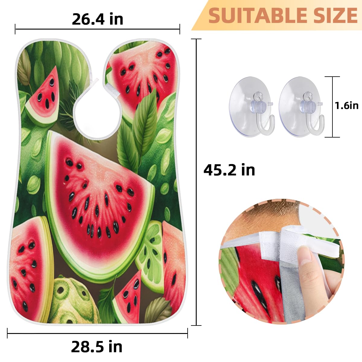 Watermelon Pattern Shaving Bib for Men & Women - Waterproof Beard Trimming Cape, Hair Dye Apron, Makeup Artist Accessory - Perfect for Barbershops, Home Grooming & Salon Haircuts