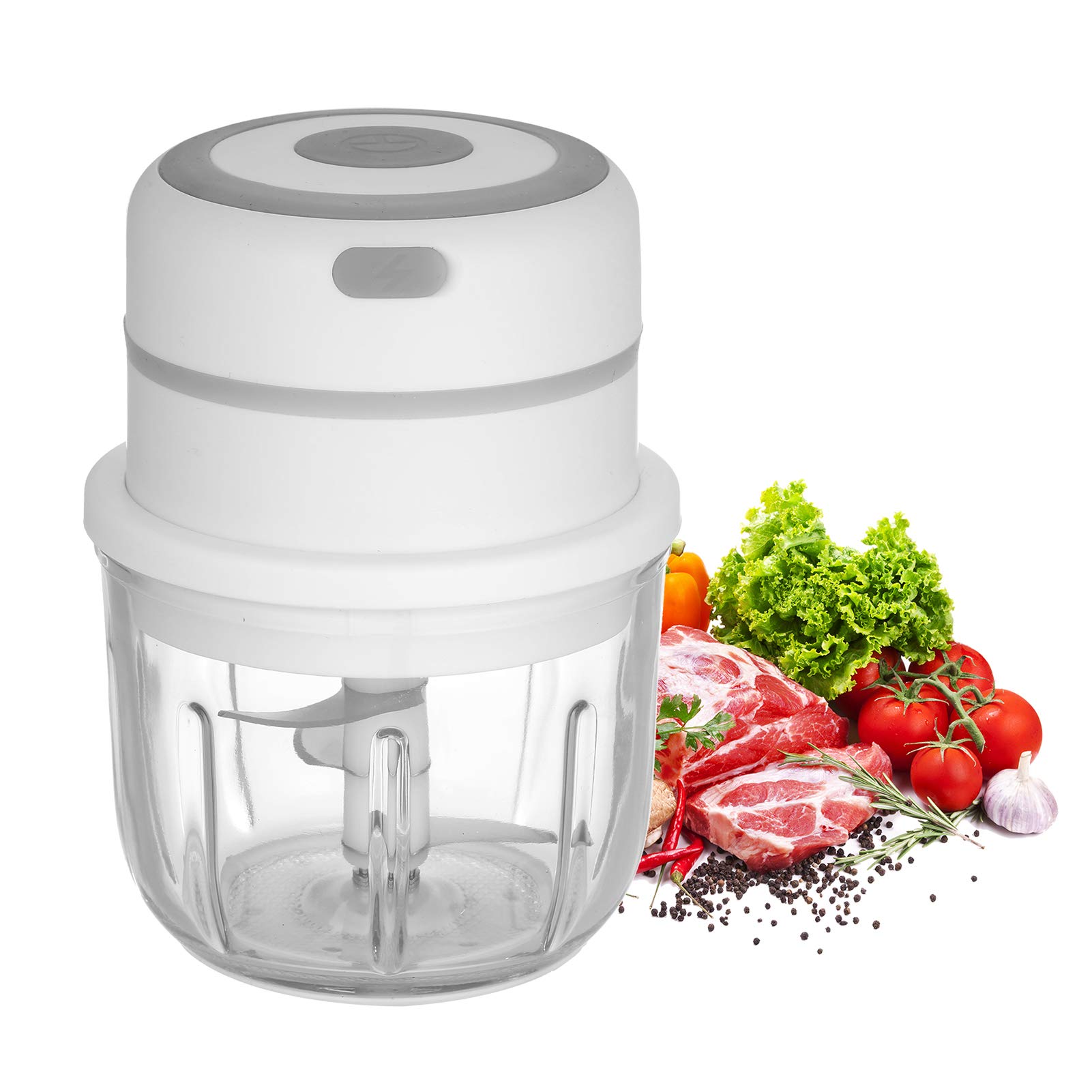 Fesjoy Electric Mini Garlic Chopper - 300ML USB Rechargeable Food Processor for Garlic, Pepper, Chili, Vegetables, Nuts & Meat | Portable Blender & Slicer for Kitchen, Camping & Travel | Easy Meal Prep & Cooking Assistant