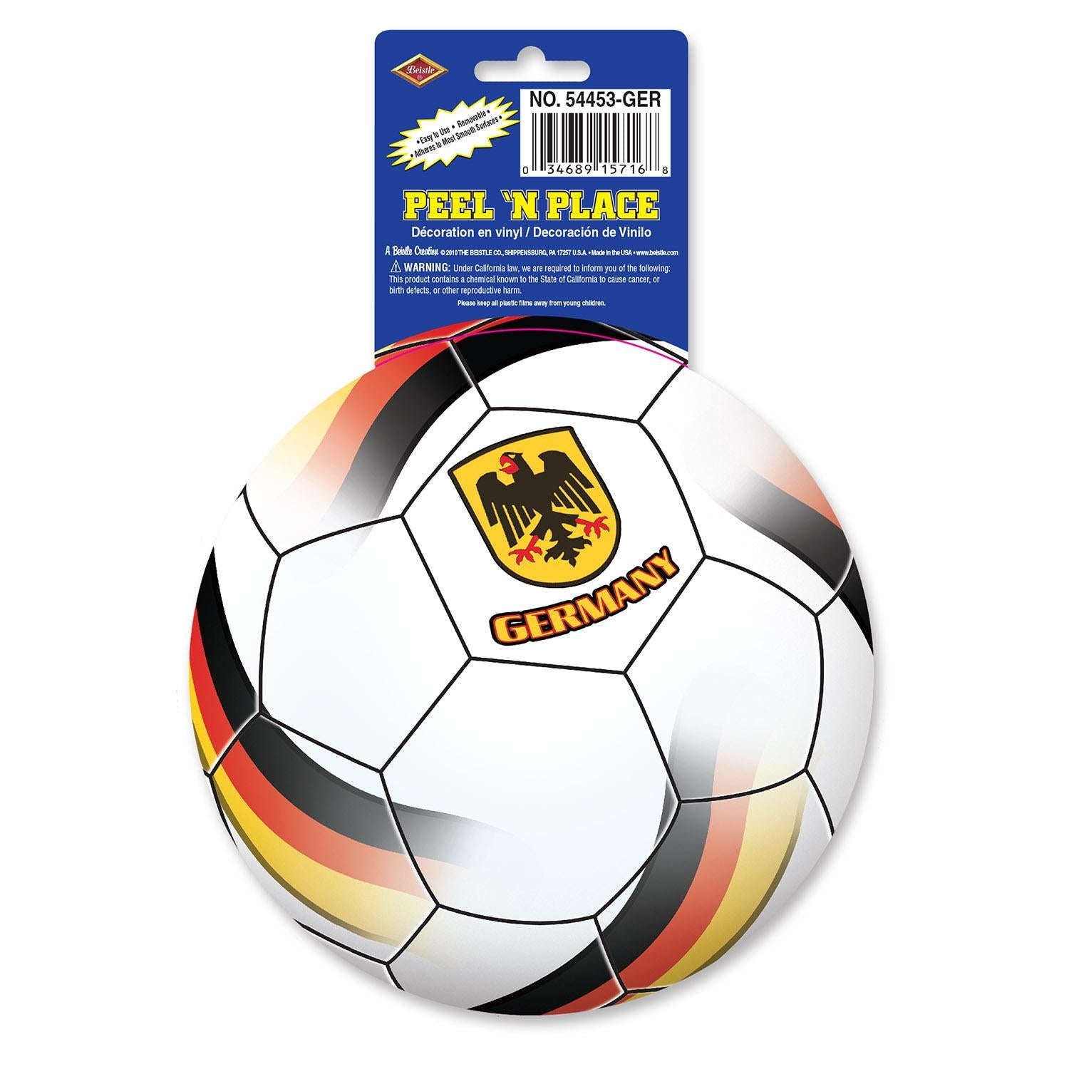 12-Piece Beistle Soccer Party Peel 'N Place Clings - Germany National Team - Perfect for World Cup Parties, Birthday Decorations & Sports Themed Events