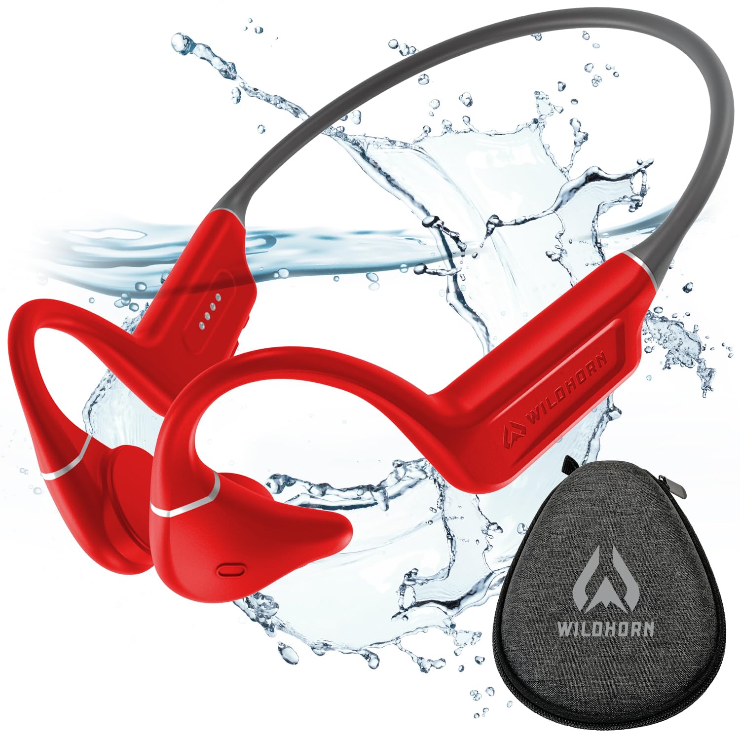 Wildhorn Crank Bone Conduction Swimming Headphones - Bluetooth 5.4, IPX8 Waterproof, 32GB MP3 Player (2500 Songs), Fast Magnetic Charging - Perfect for Swimming, Running, Cycling & Water Sports