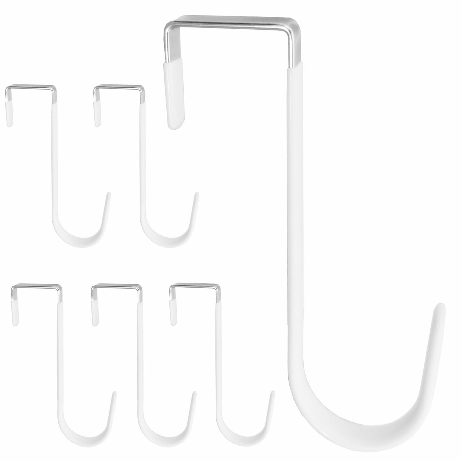 Heavy Duty Over the Door Hooks 6-Pack - Soft Rubber Coated Hangers for Hats, Bags, Keys & Coats - No Scratch Door Organizer for Bedroom, Kitchen & Bathroom - Perfect for Home, Office & Dorm Organization (White)