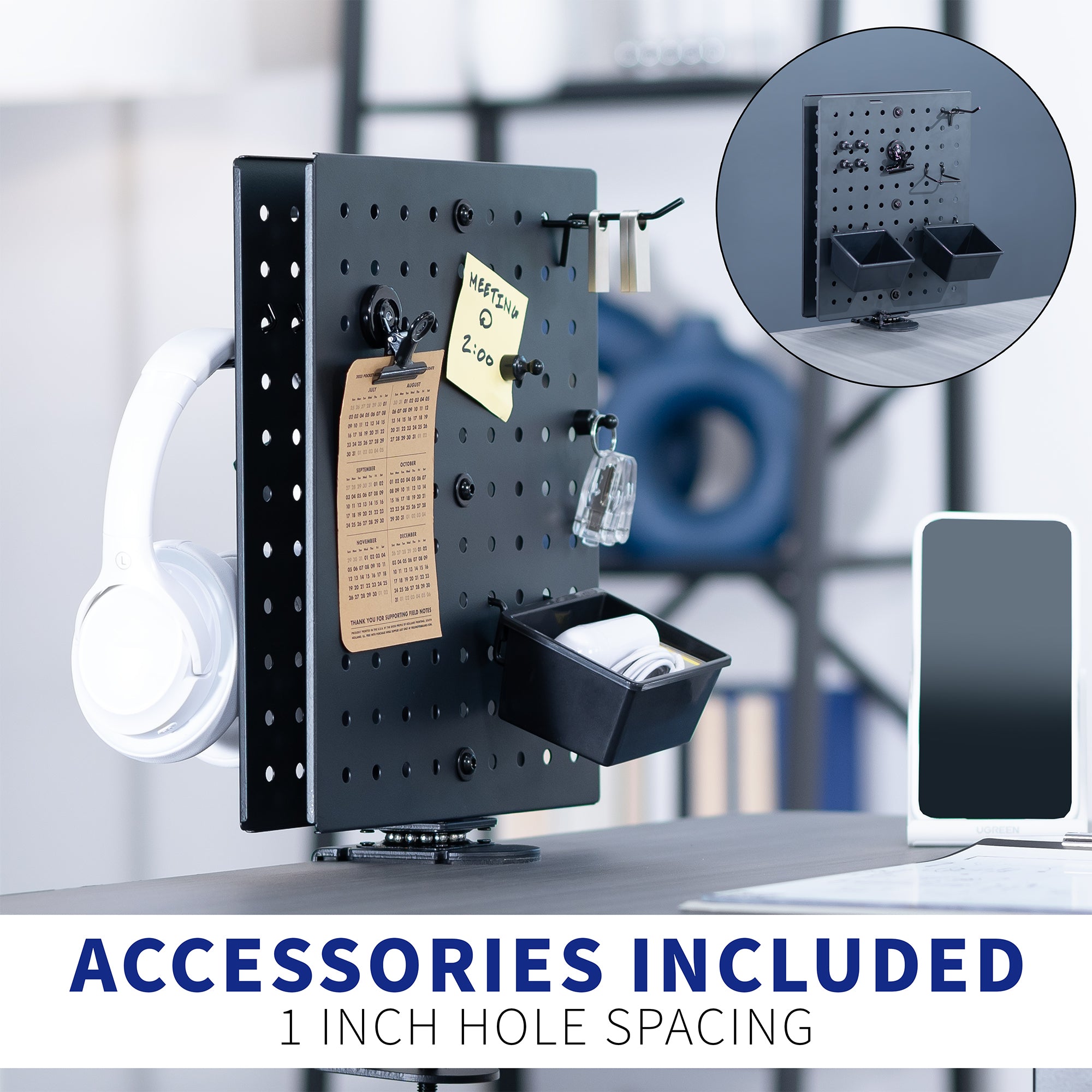 Rotating Pegboard Organizer with Clamp - Wall Mount Tool Holder for Garage, Workshop & Home Storage - Perfect for Tools, Accessories & DIY Projects