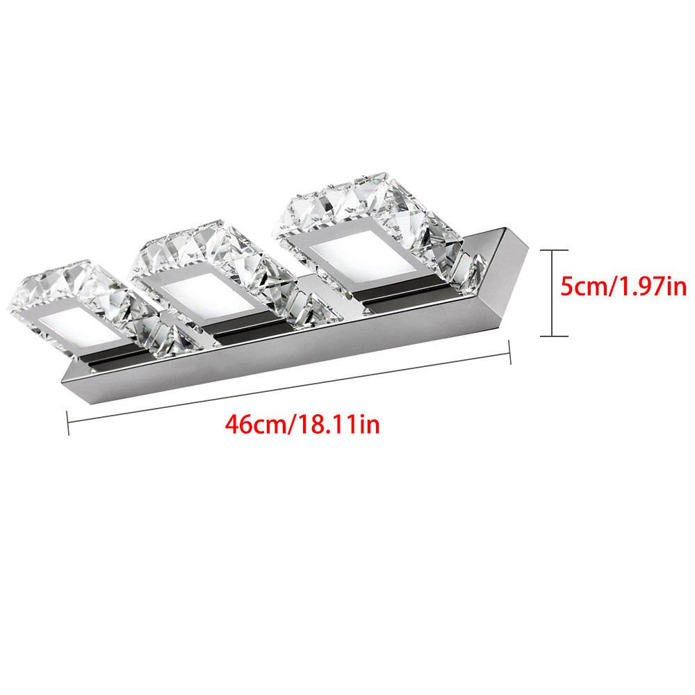 Modern Bathroom Lighting - LED Crystal Wall Sconces for Vanity Mirror, 3-Light Makeup Fixture in Cool White (9W) - Fast US Shipping | Perfect for Bathroom Renovation, Spa-Style Decor & Luxury Home Lighting