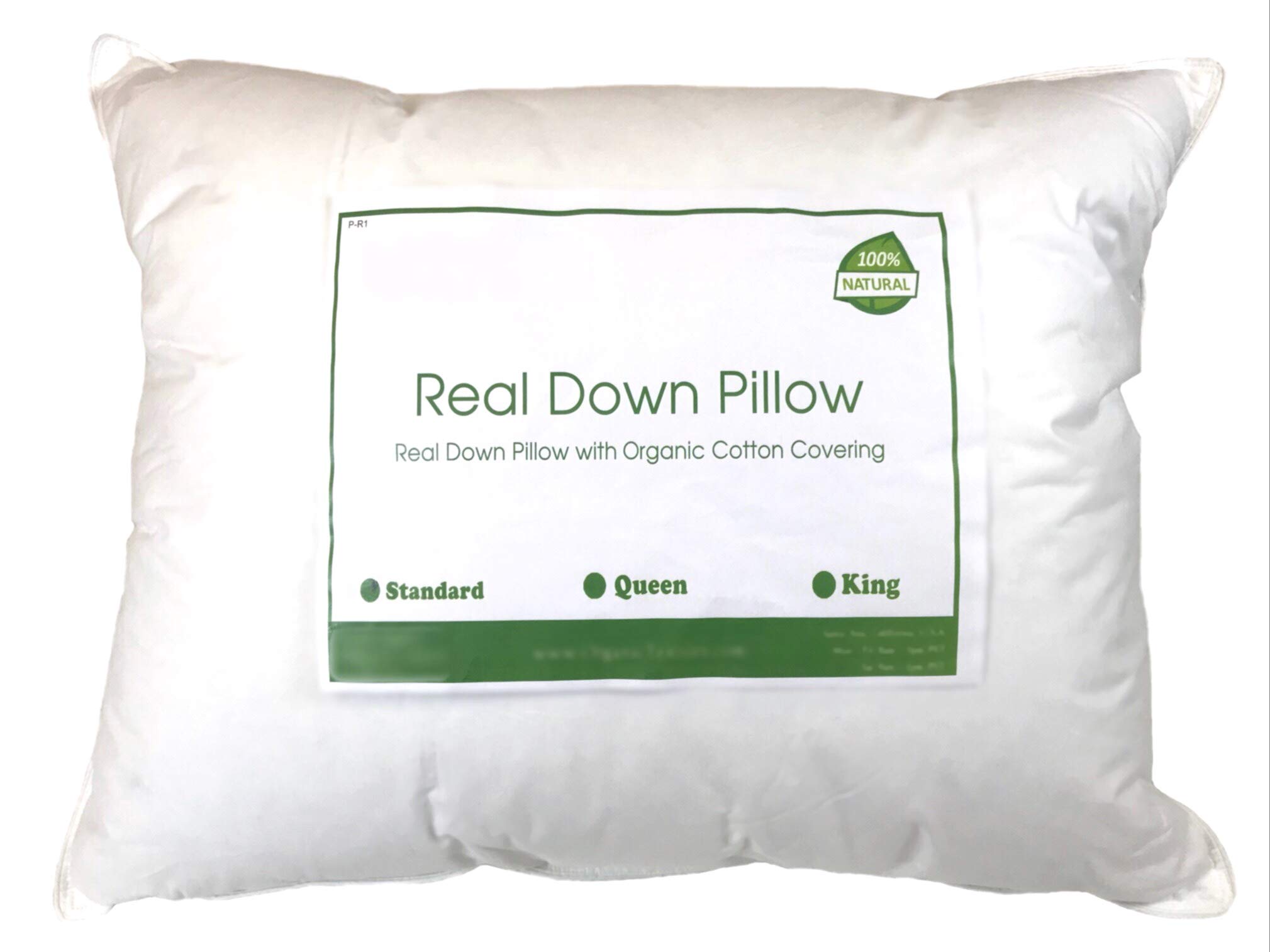 Organic Down Alternative Pillow Standard Size - Hypoallergenic Heavy Filling with 100% Organic Cotton Cover - Adjustable Soft Support for Back & Neck Pain Relief - Perfect for Side Sleepers & Allergy Sufferers (2 Pack) - Ideal for Bedroom, Guest Room & Travel