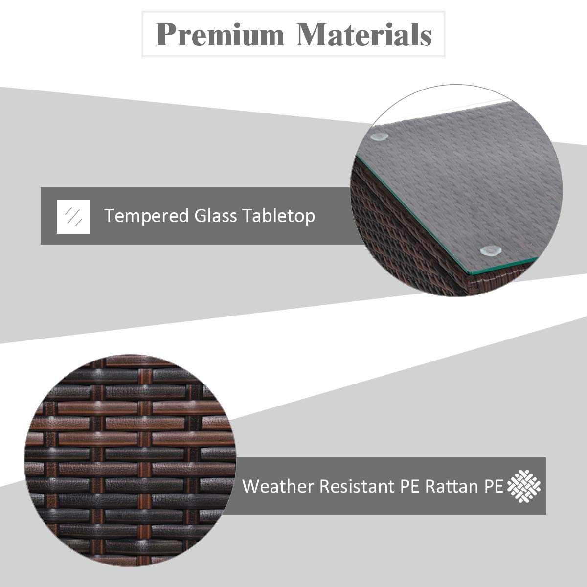 Tangkula 3-Piece Outdoor Patio Furniture Set - 2 Rattan Wicker Chairs with Tempered Glass Coffee Table - Weather-Resistant Garden, Porch, Poolside Conversation Set for Backyard, Deck, and Outdoor Relaxation