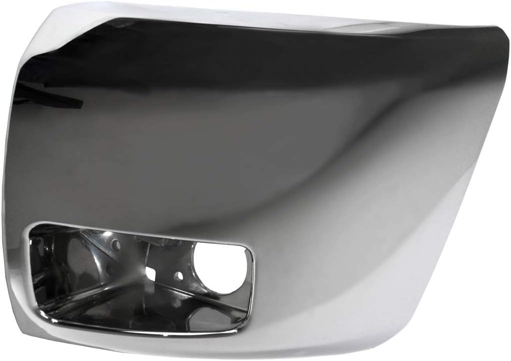 FITRITE AUTO PARTS Front Left Driver Side Bumper End Compatible with 2007-2013 Chevrolet Silverado 1500 & Hybrid Models - Fog Light Holes & Chrome Finish (Part# 20985757 GM1004156) - Perfect for Off-Roading, Daily Commuting & Truck Restoration Projects
