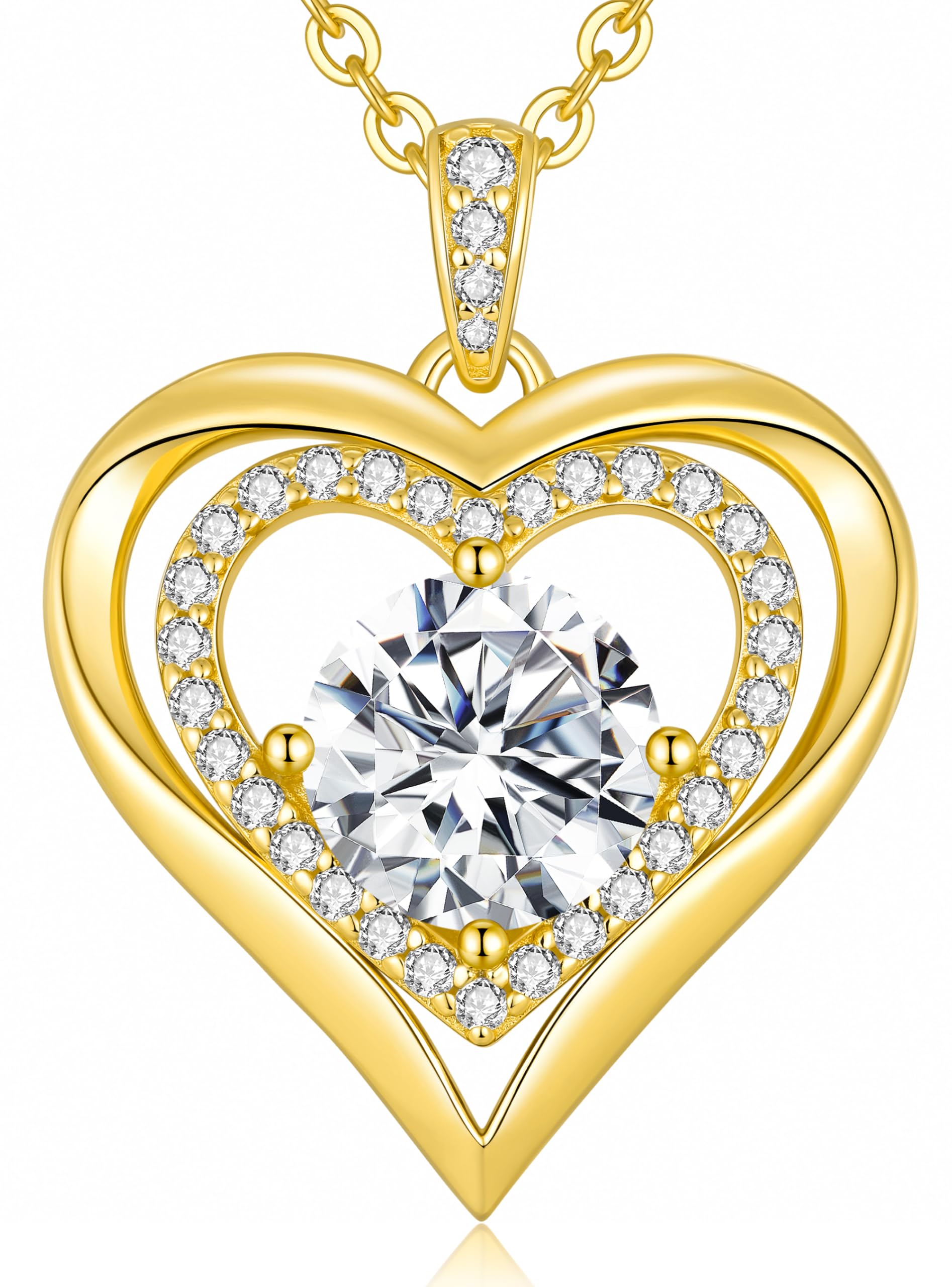 ANDSO Women's Necklace - 925 Silver Plated Heart Pendant with 1-3 Carat Moissanite Diamond, Elegant Jewelry Gift for Birthday, Anniversary & Valentine's Day | Perfect for Date Nights, Weddings & Special Occasions
