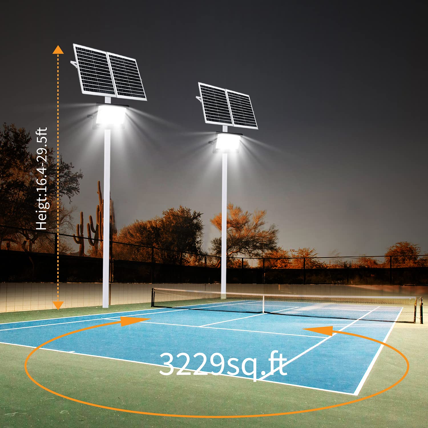 400W Solar Security Flood Lights - IP66 Waterproof LED Street Light with Remote Control for Outdoor Parking Lot, Yard, Garden, Pool, Pathway, Basketball Court & Arena | Perfect for Home Security & Nighttime Illumination