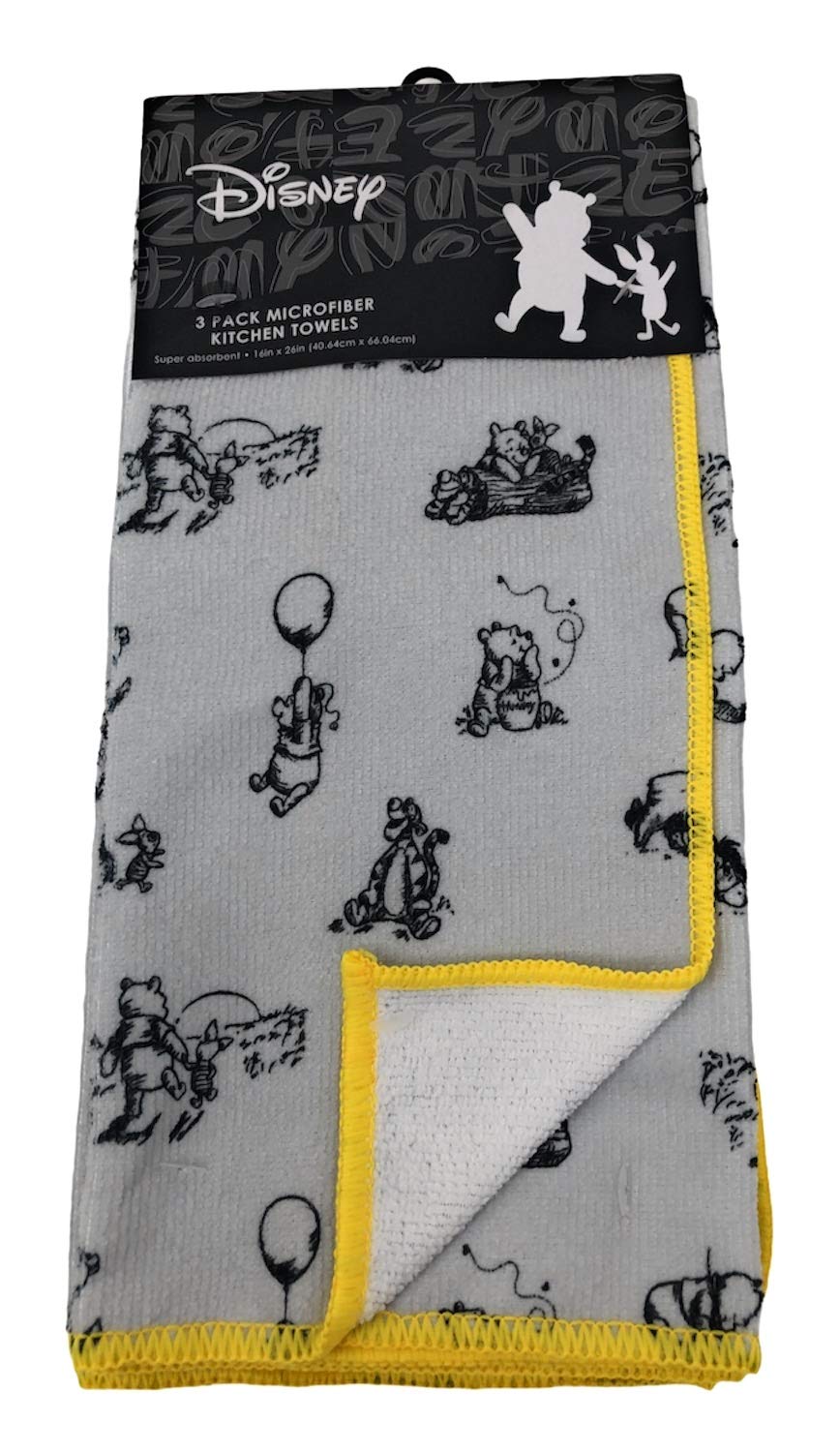 Disney Winnie The Pooh & Friends 3-Piece Microfiber Kitchen Towel Set - 16x26 Inches | Soft Absorbent Dish Towels for Kitchen, Bathroom & Cleaning | Cute Disney Character Design