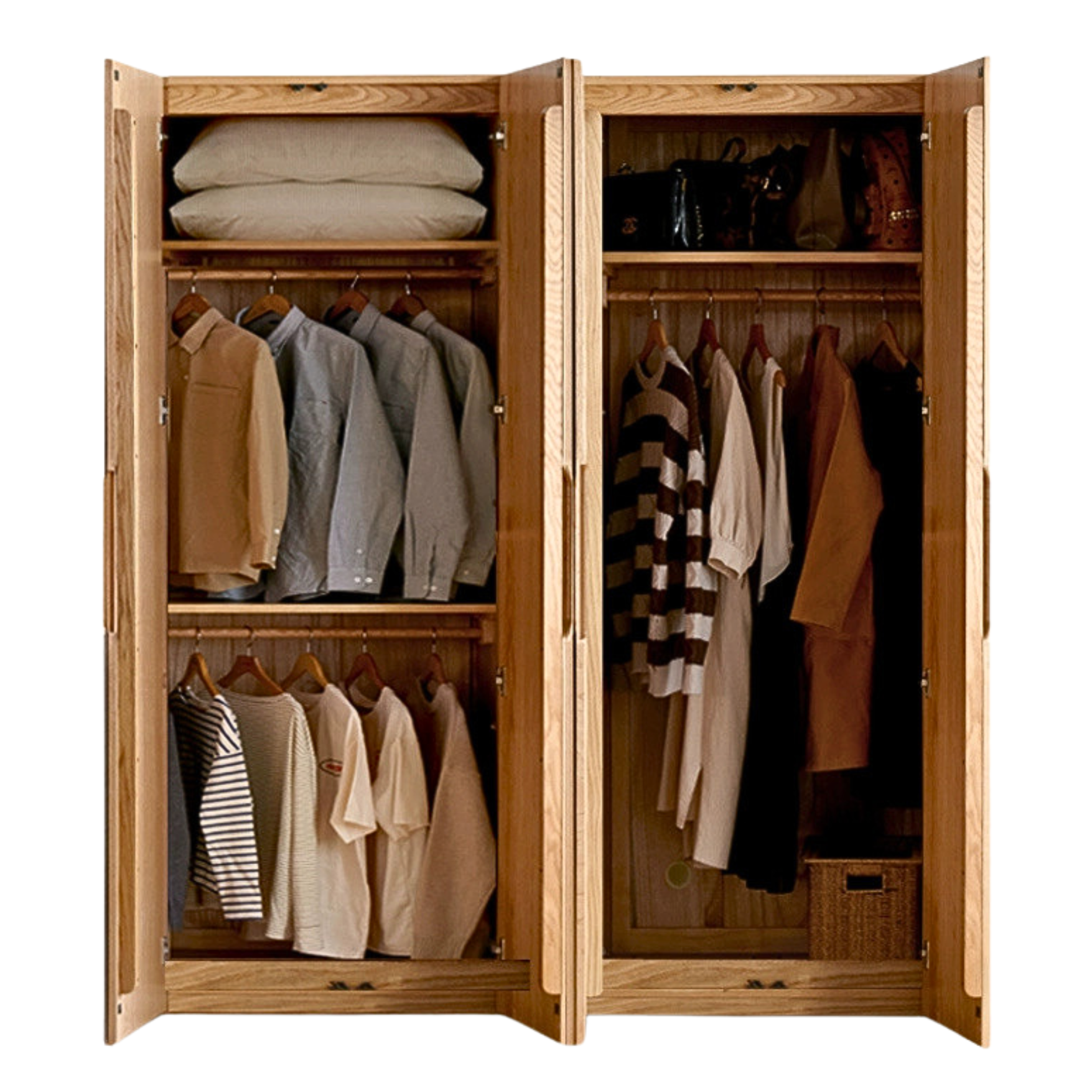 70.9x23.2x86.6 inch / 180x59x220 сm / Natural Wood Color / Wardrobe  4 doors A type +  B type