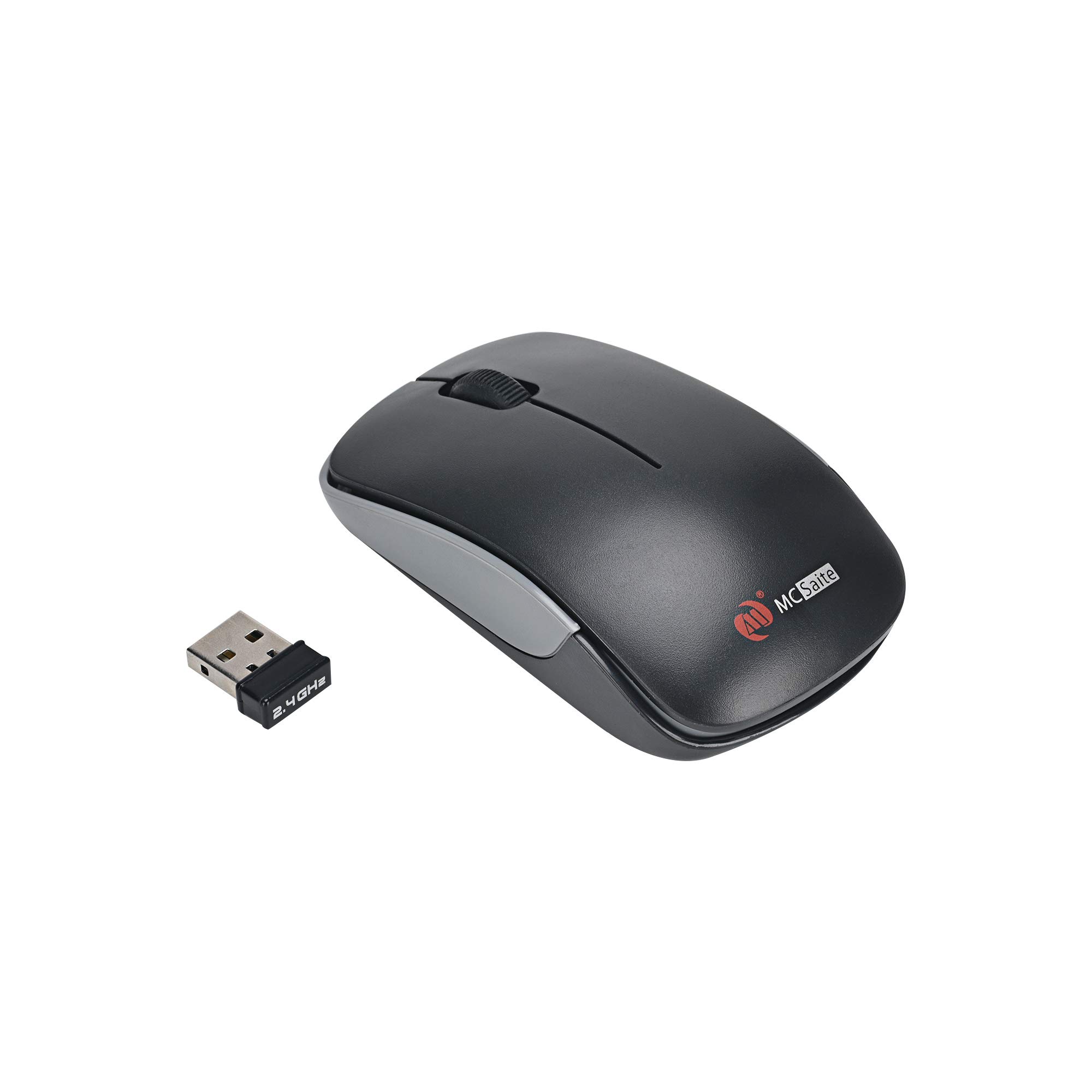 MCSaite 2.4G Slim Wireless Mouse with Nano Receiver - Ergonomic Portable Computer Mouse for Laptop, PC, Mac - Ideal for Office Work, Travel & Home Use (Black)