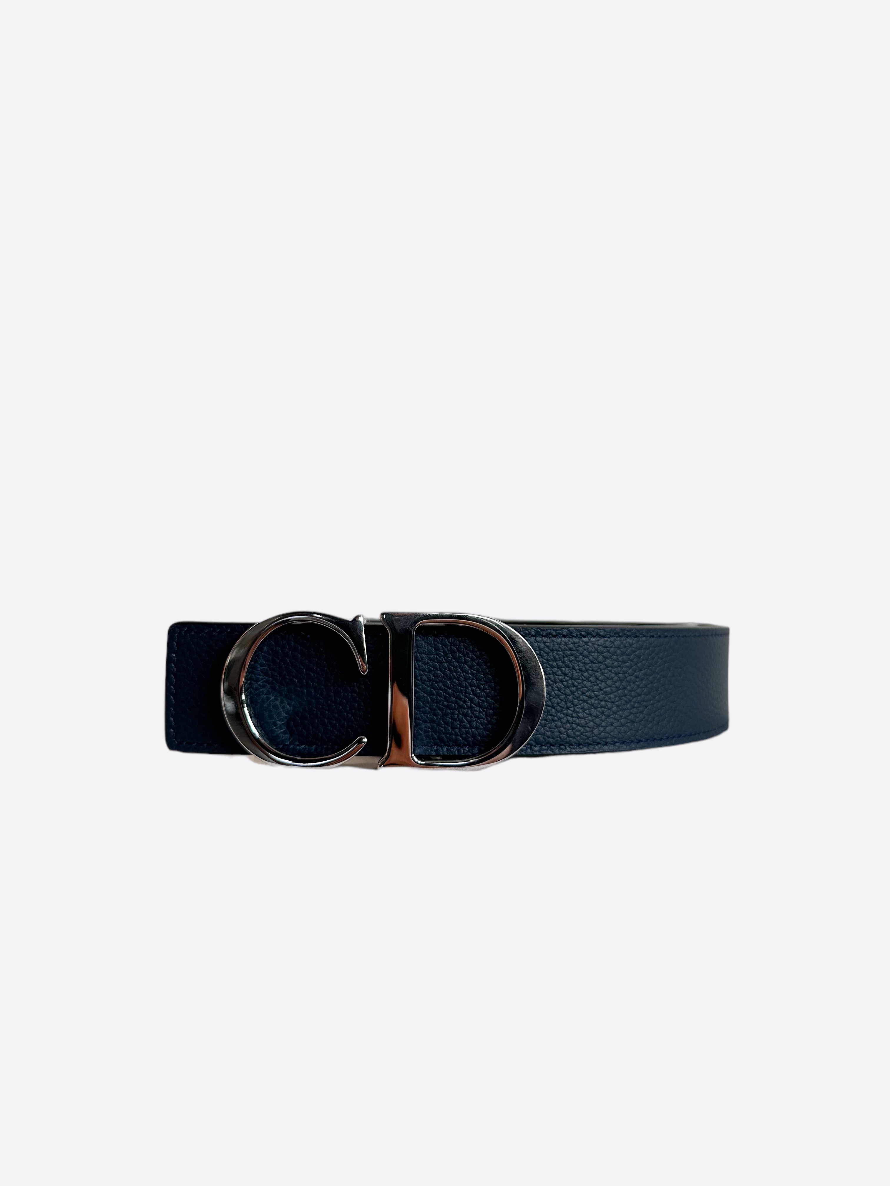 Dior Reversible Belt with Silver CD Buckle in Black & Navy - Luxury Designer Belt for Men & Women | Perfect for Casual, Office & Formal Outfits