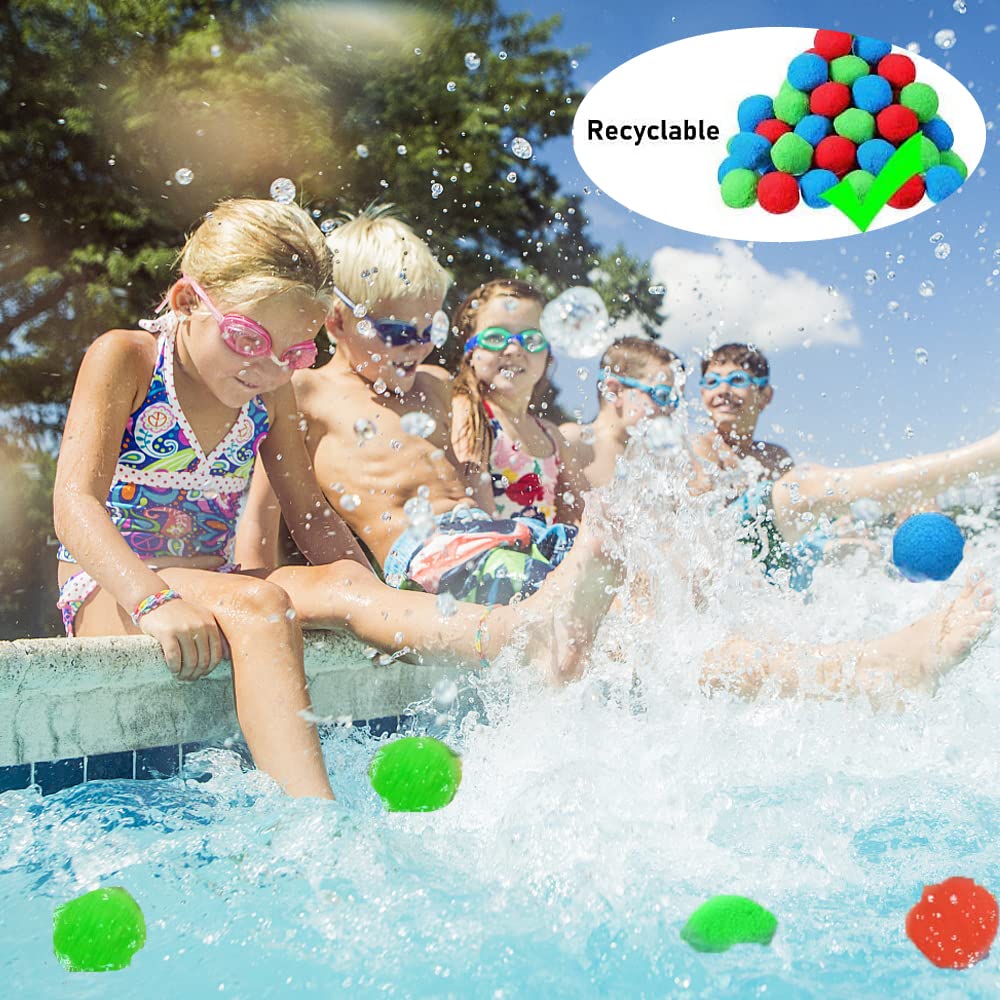 HPiano Reusable Water Bombs Set of 30 - Colorful Sponge Balls for Kids, Teens & Adults - Perfect for Trampoline, Pool Parties & Summer Water Games