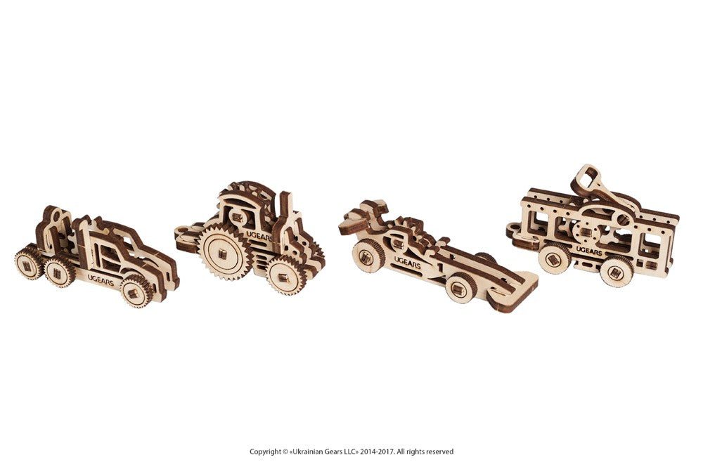 UGears U Fidget Vehicles - 3D Wooden Mechanical Model Kits for Adults & Teens - DIY Puzzle Toys for Stress Relief & Focus - Perfect for Office Desk, Home Decor & STEM Education