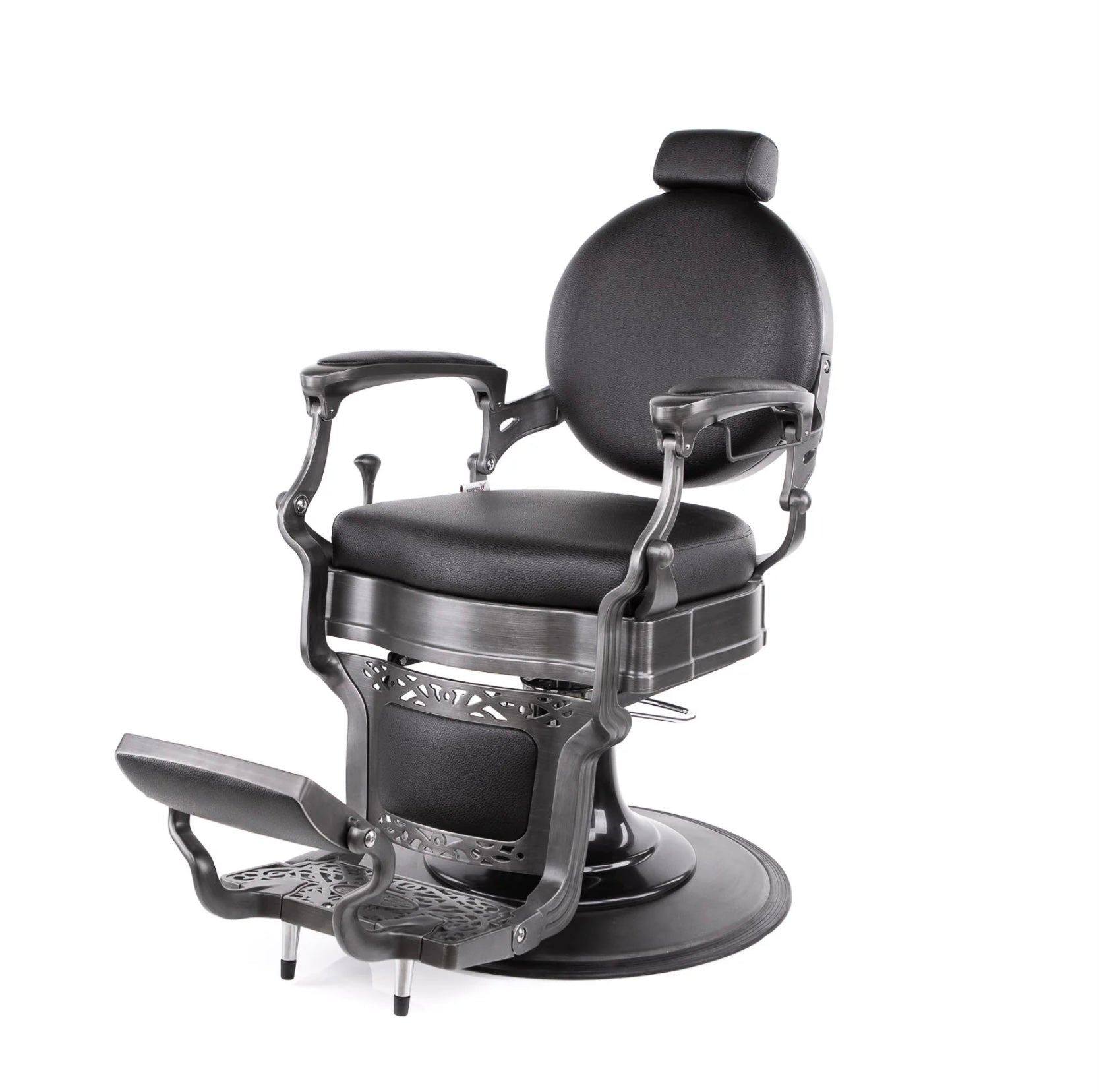 Princeton Professional Barber Chair with Brushed Metal Finish - Heavy Duty Salon & Home Haircut Styling Chair for Barbershops & Personal Grooming