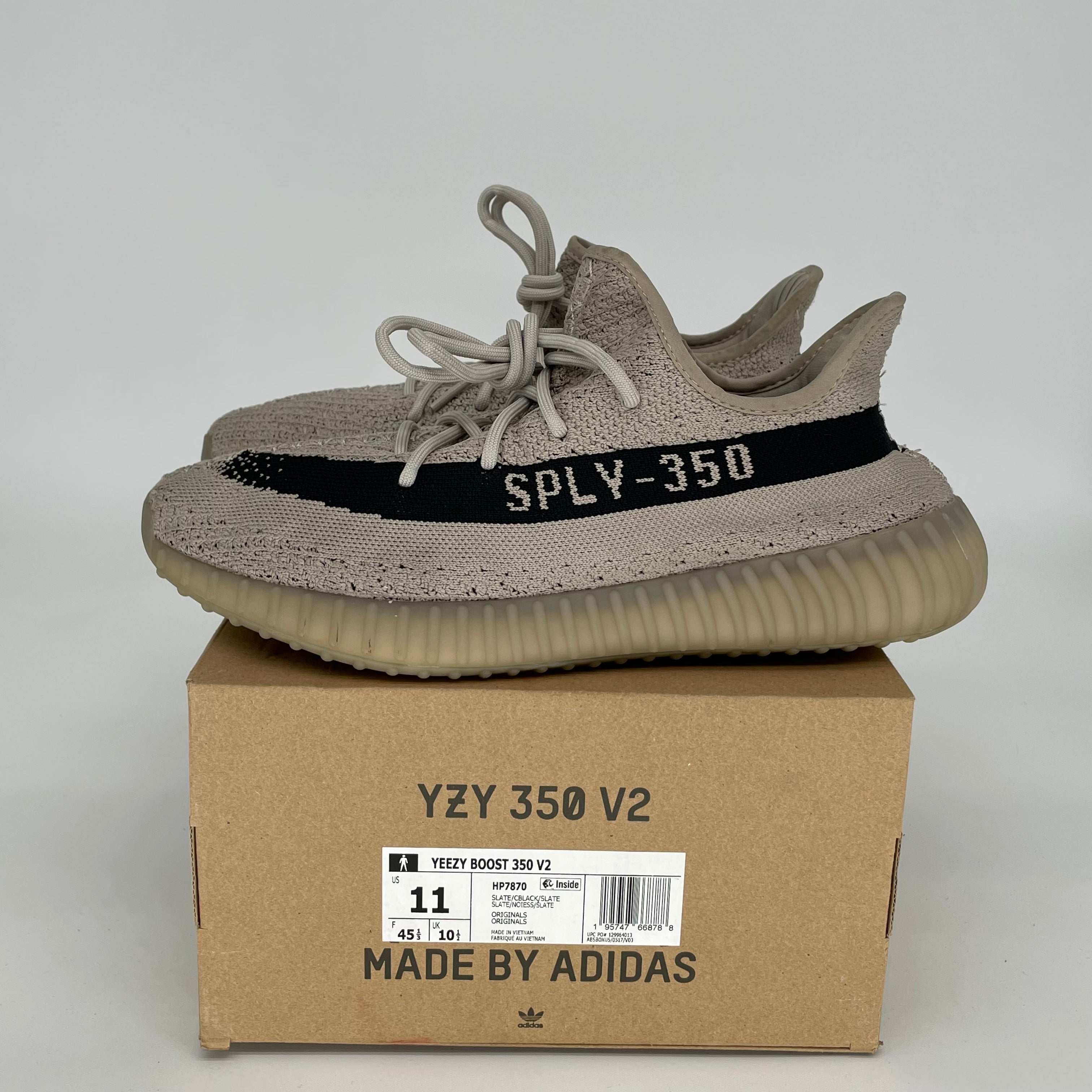 Adidas Yeezy 350 V2 Slate Sneakers - Men's Size 11 (HP7870) | Boost Comfort for Running, Gym & Casual Wear