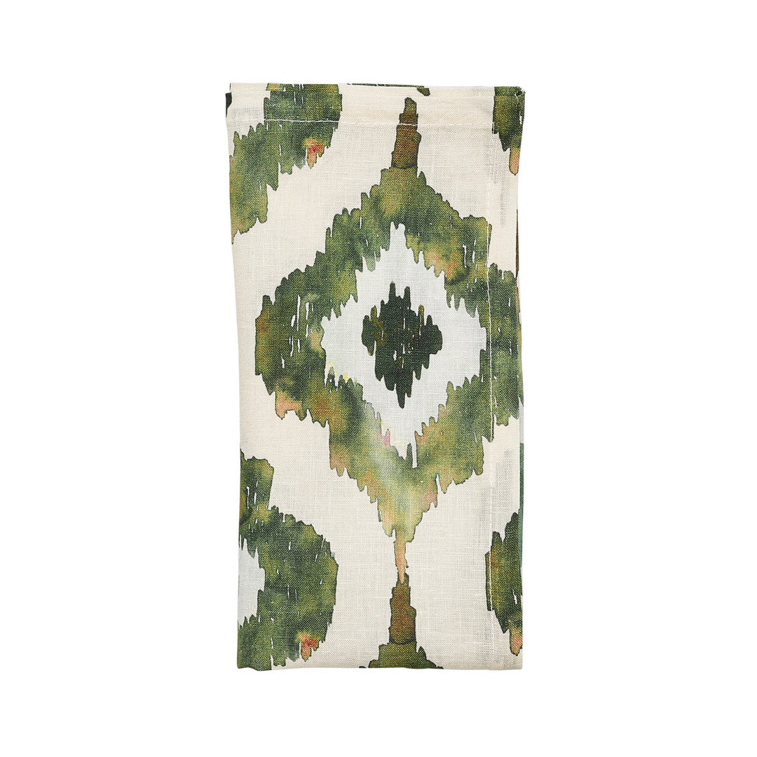 Elegant Watercolor Ikat Napkins - Set of 4 Premium Cotton Dinner Napkins for Formal Dining, Wedding Decor & Special Occasions