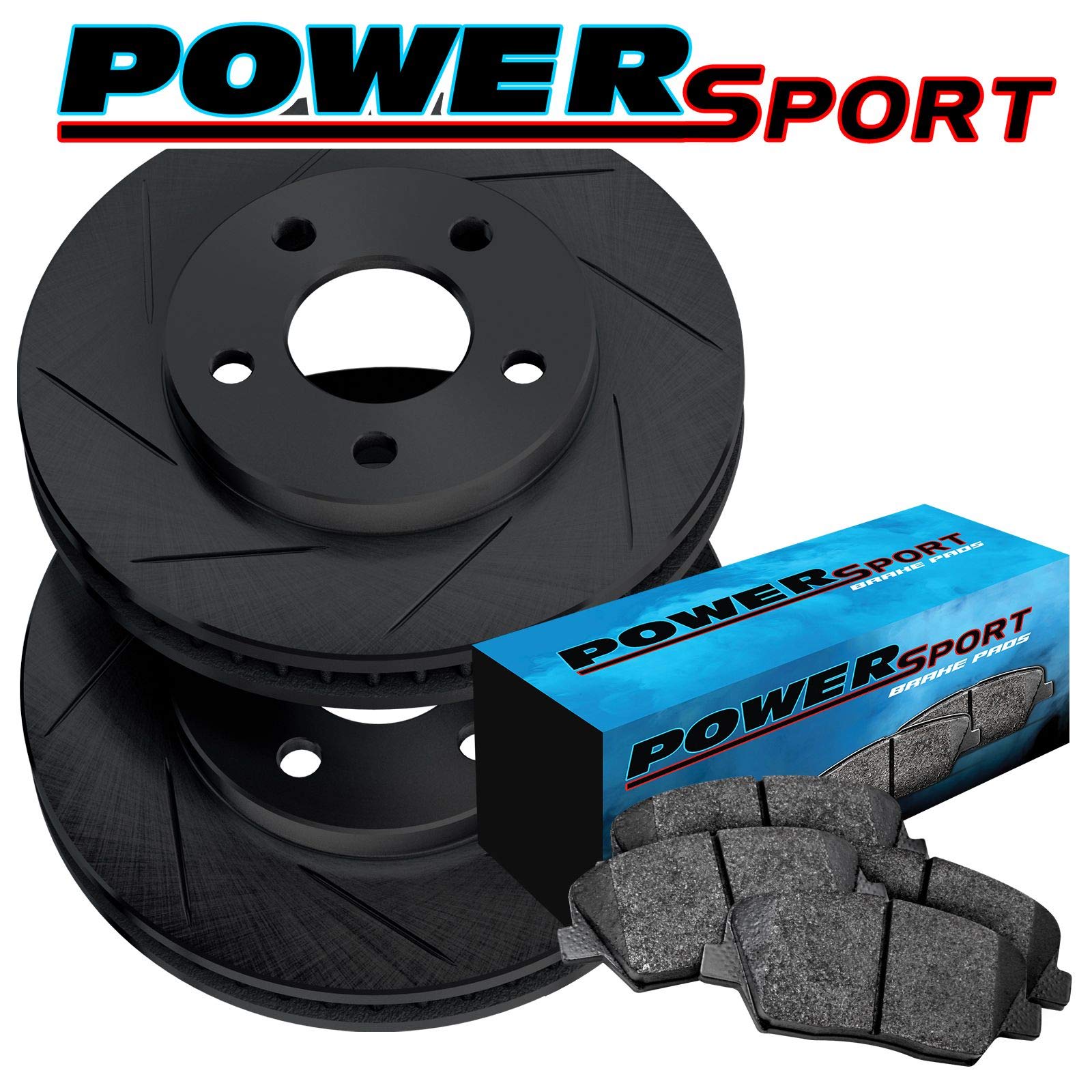PowerSport Front Brake Pads and Rotors Kit - Semi-Metallic Brake System for 2006-2007 Mercedes-Benz C350 | High-Performance Braking for City Driving & Highway Safety