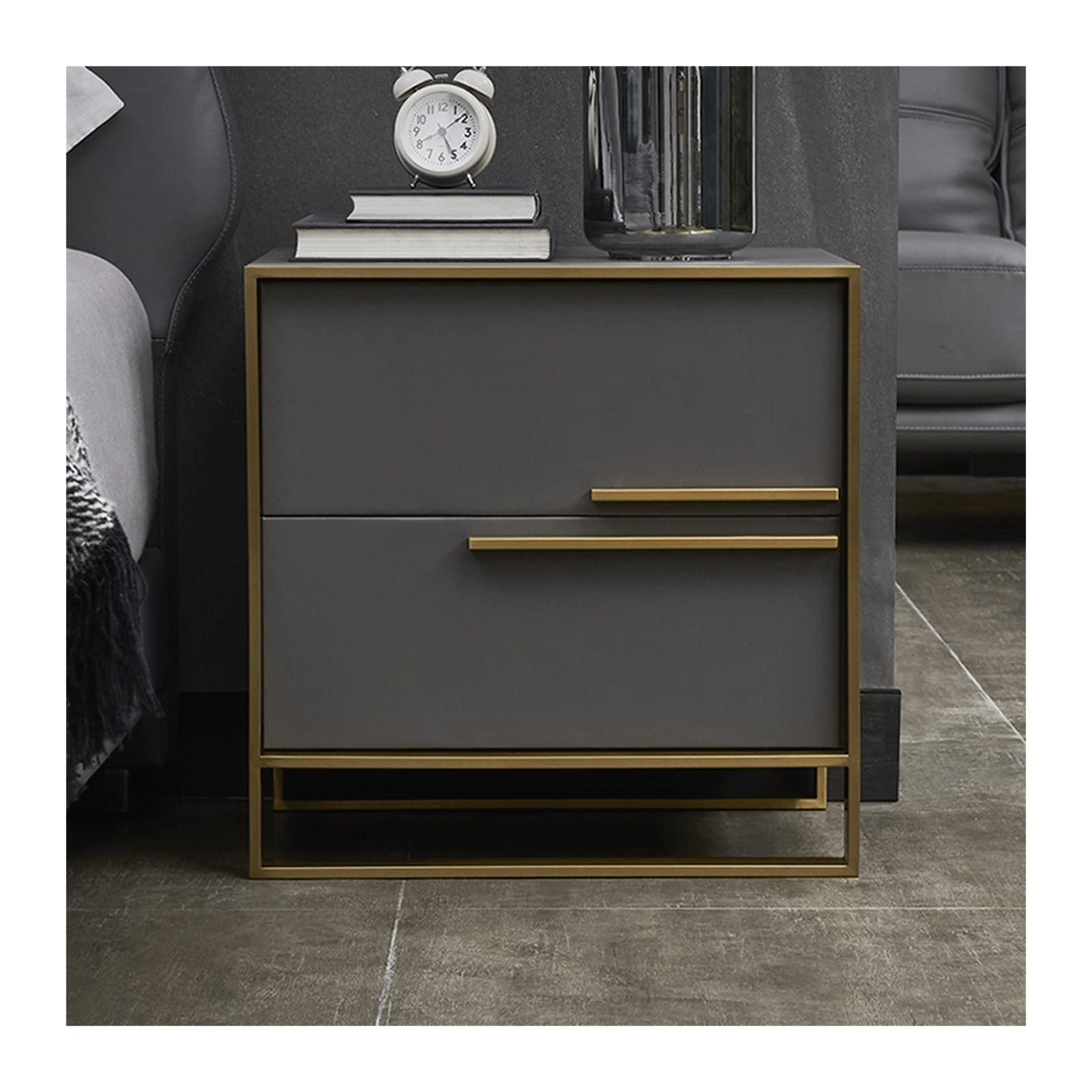 Modern Nightstand with Storage Drawers - Leather Bedside Table for Adults, Bedroom Furniture for Small Spaces - Perfect for Holding Lamps, Books & Alarm Clocks