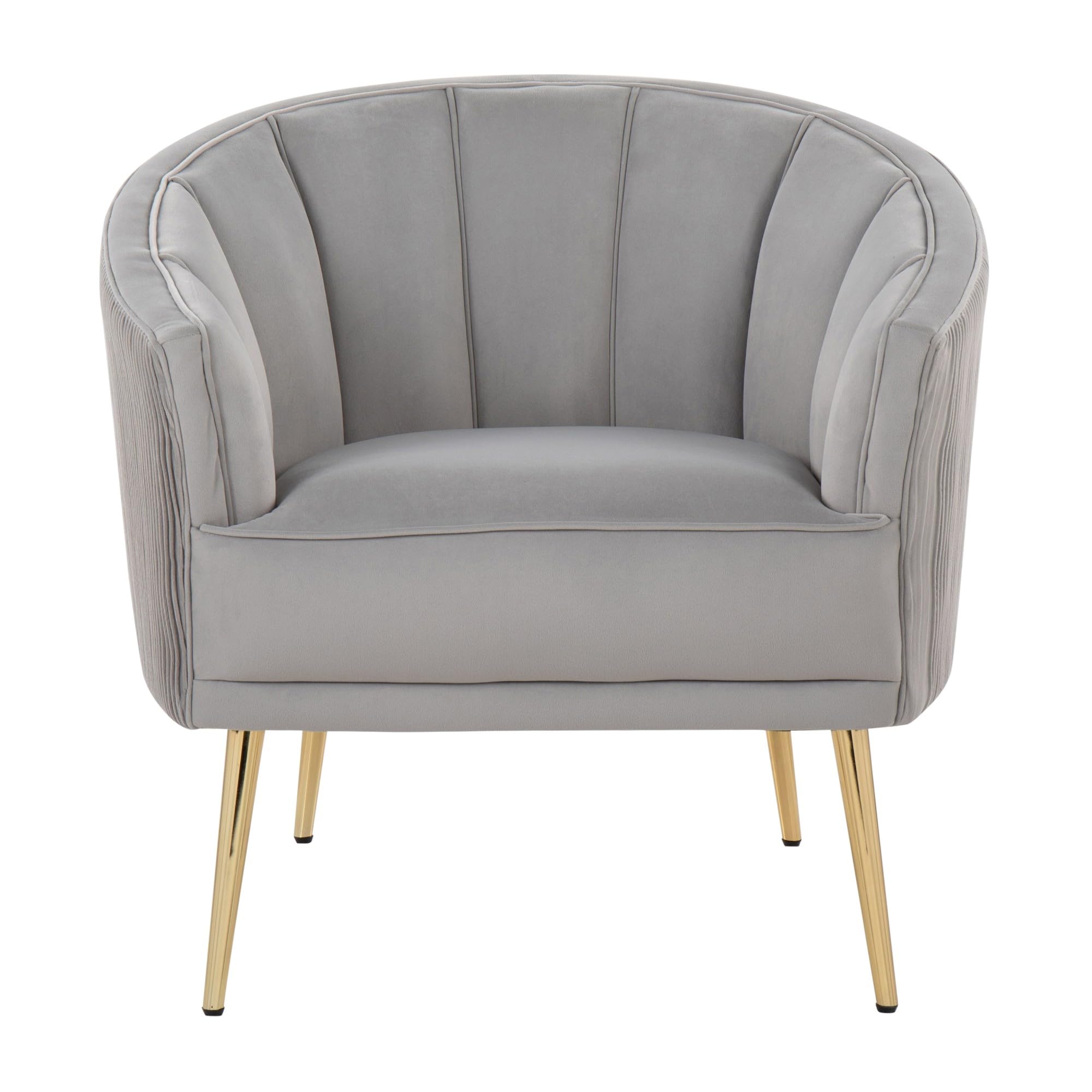 LumiSource Tania Pleated Waves Velvet Accent Chair - Gold Modern Armchair for Living Room & Bedroom - Comfortable Contemporary Lounge Chair for Home Decor, Reading Nook, or Office Space