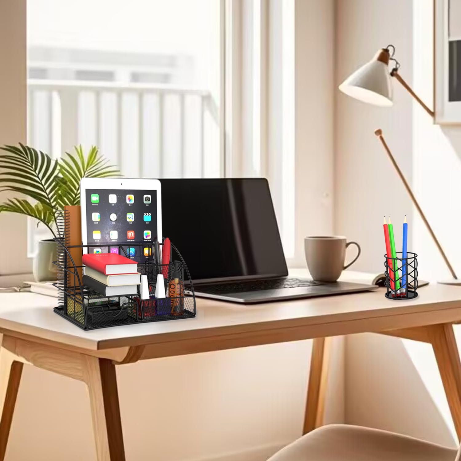 Rose Gold 13-Piece Office Desk Organizer Set - Acrylic Stapler, Staple Remover, Paper Clips, Scissors, Phone Stand, Pens & Pen Holder, Tape Dispenser | Perfect for Home Office, Workstation & School Desk Organization