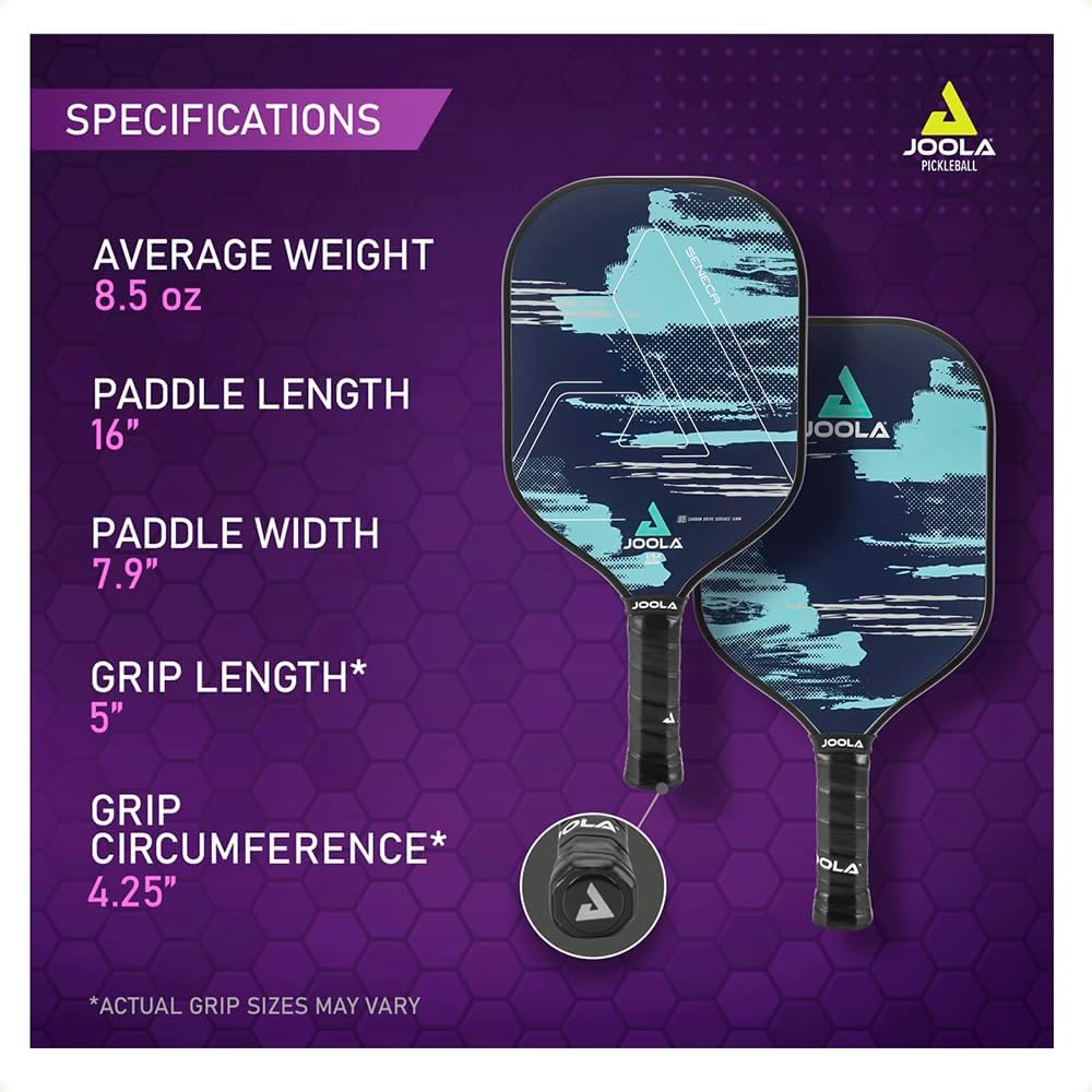 JOOLA Seneca CDS 16 Pickleball Paddle - Premium Carbon Fiber Surface for Enhanced Spin & Control - Perfect for Competitive Play & Recreational Games