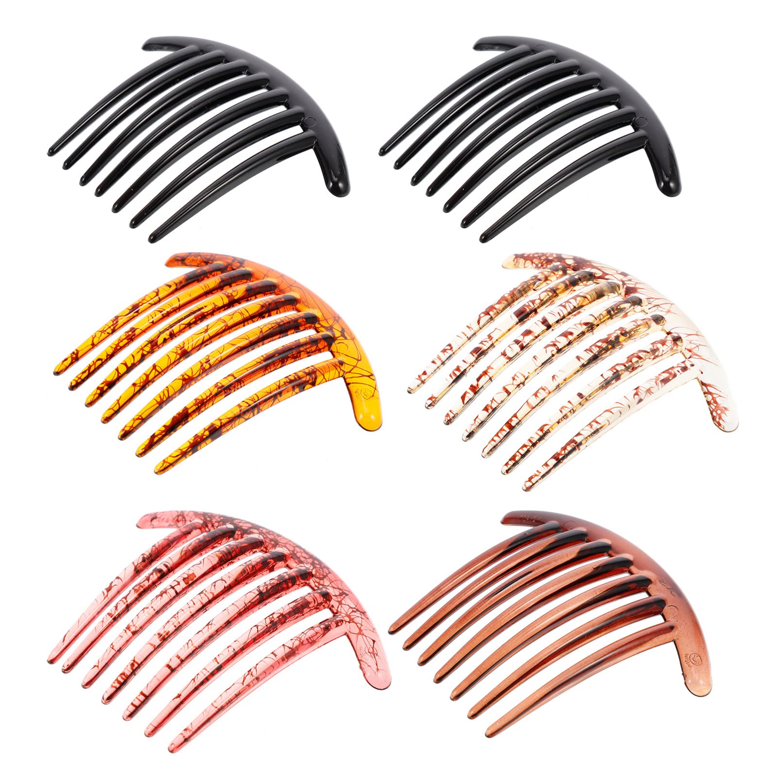 Uonlytech 6-Piece French Hair Side Combs Set – 7 Teeth Twist Resin Hair Clips for Women, Large Interlocking Wedding Hair Accessories (Random Colors) – Perfect for Bridal Updos, Prom, and Formal Occasions