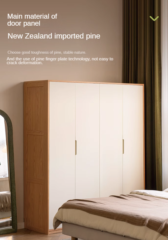 Solid Oak Wood Wardrobe & Floor Cabinet Set - Durable Storage for Bedroom, Closet, and Living Room Organization
