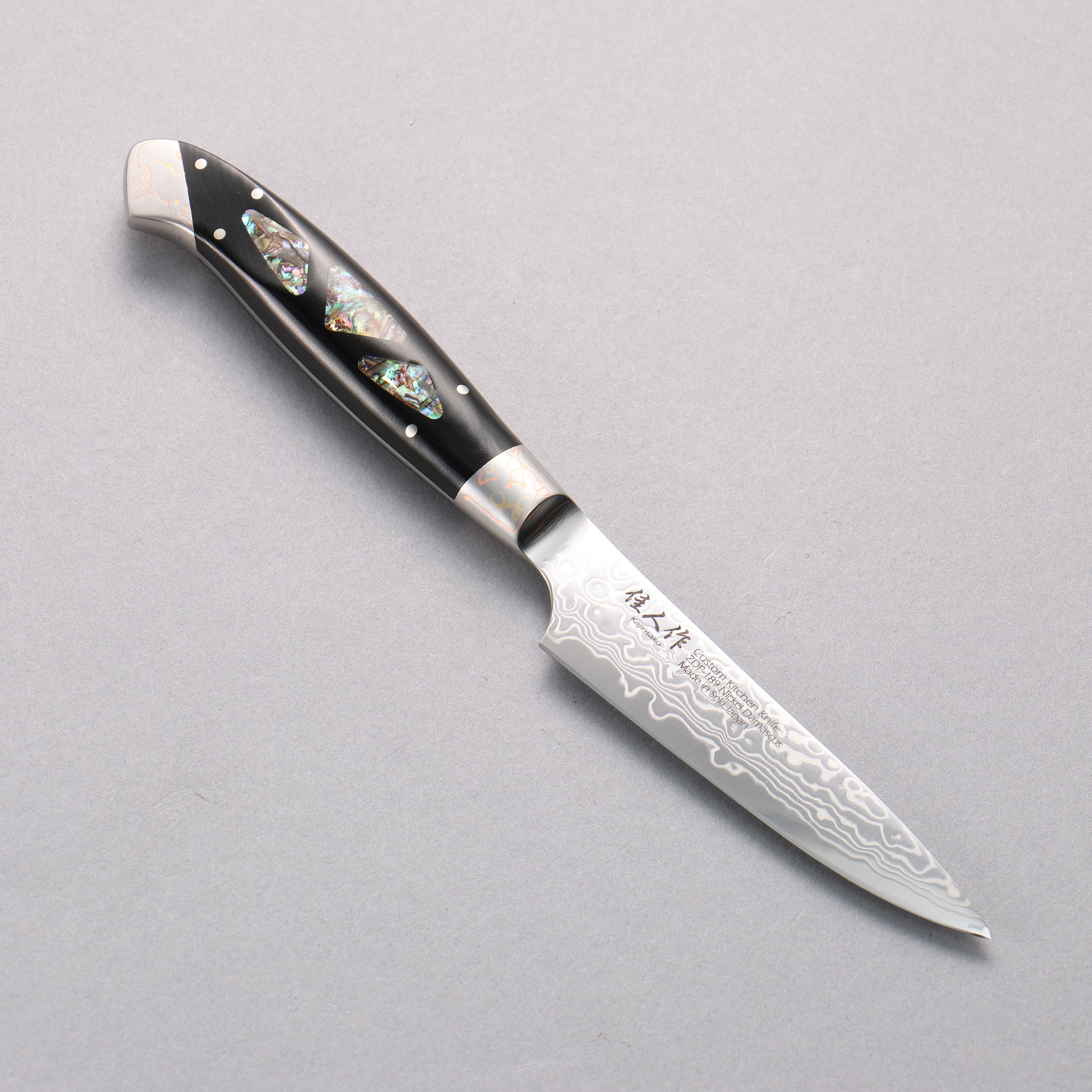 Premium ZDP189 Damascus Petty Utility Knife - 95mm Blade with Abalone Inlay Handle - Perfect for Kitchen Prep, Sushi Making & Precision Cutting